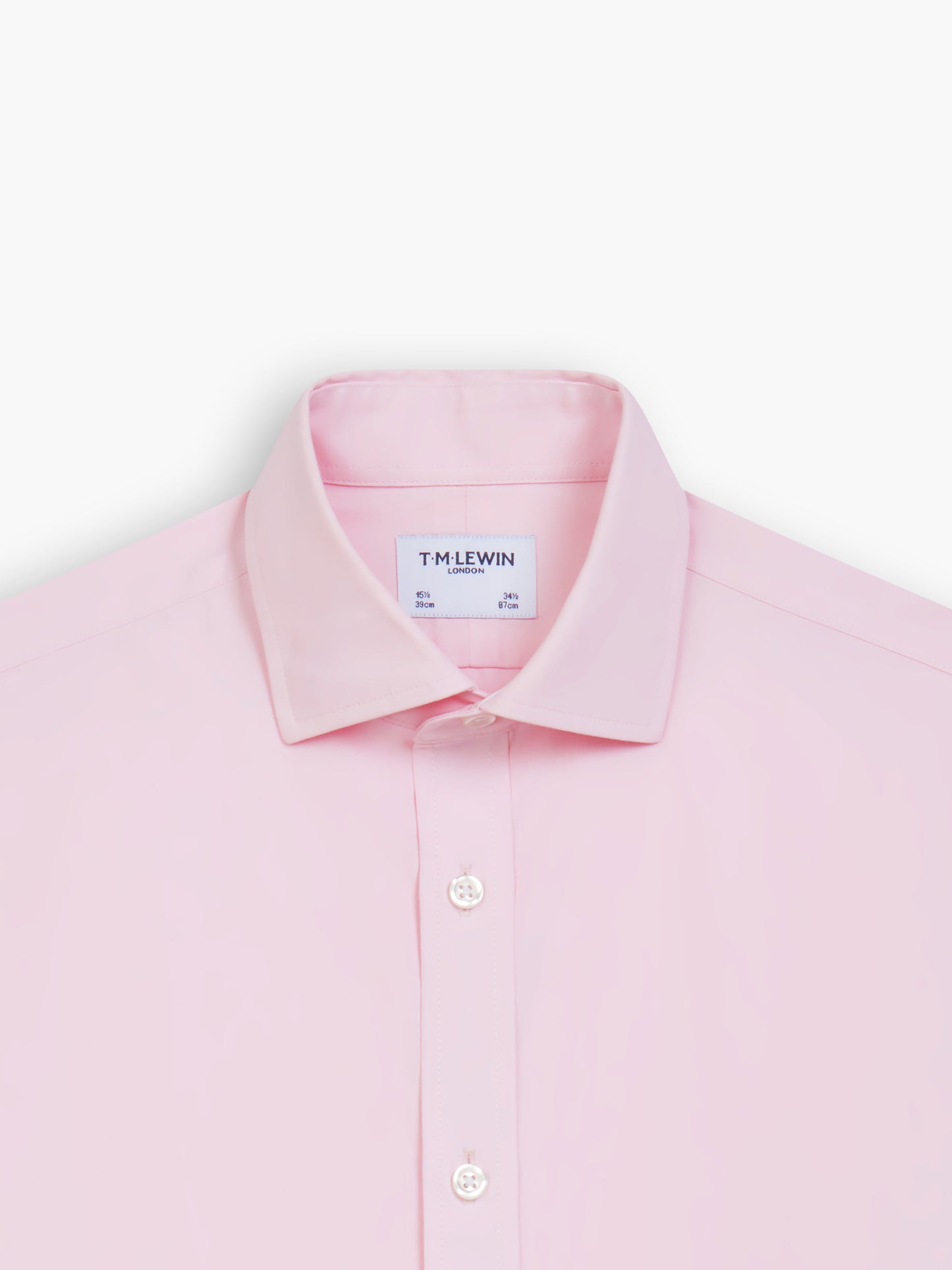 Non-Iron Pink Poplin Slim Fit Single Cuff Classic Collar Shirt