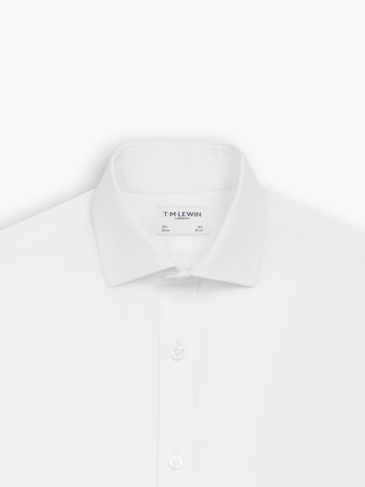 Non-Iron White Poplin Regular Fit Double Cuff Classic Collar Shirt
