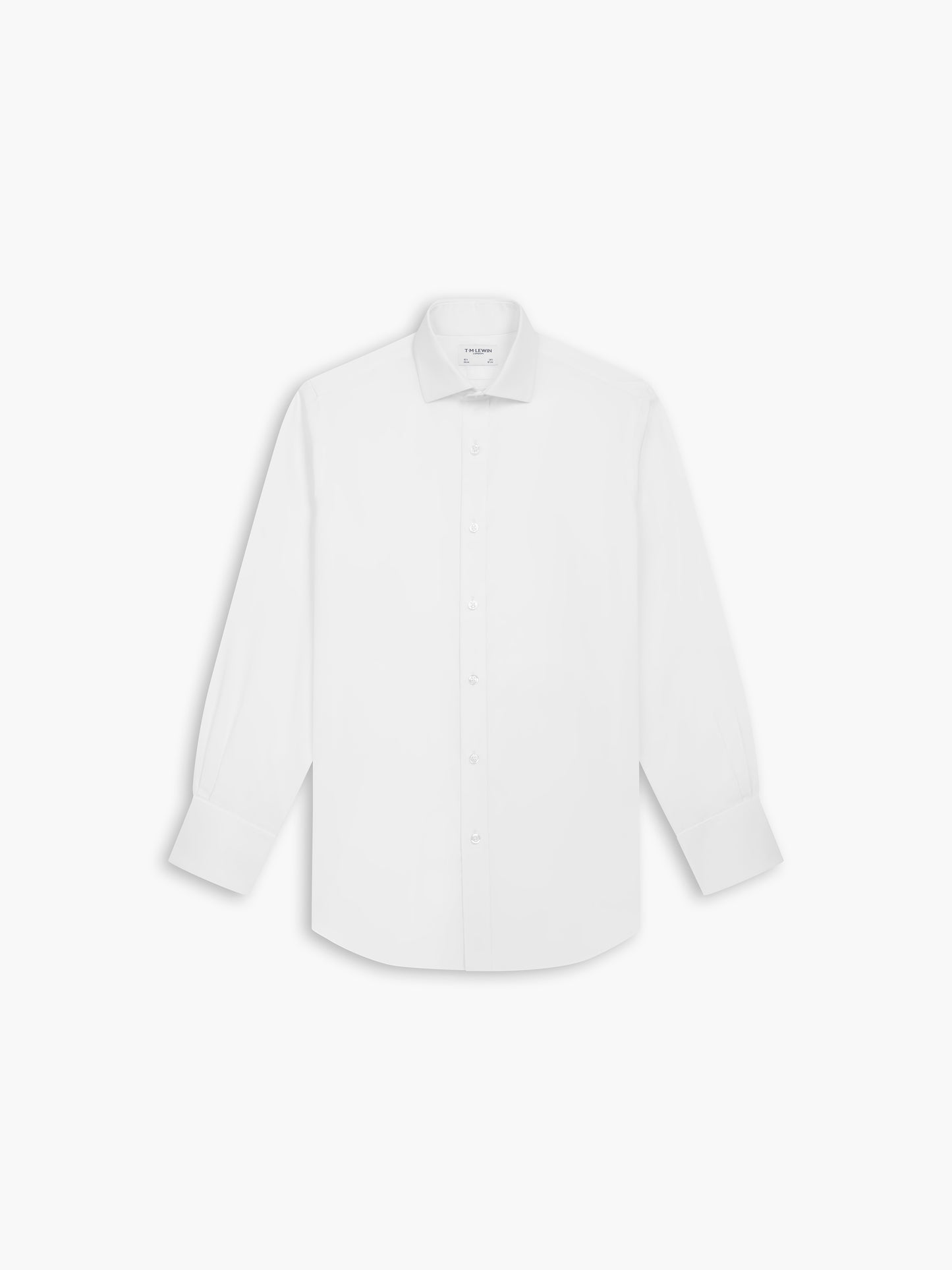 Non-Iron White Poplin Slim Fit Double Cuff Classic Collar Shirt