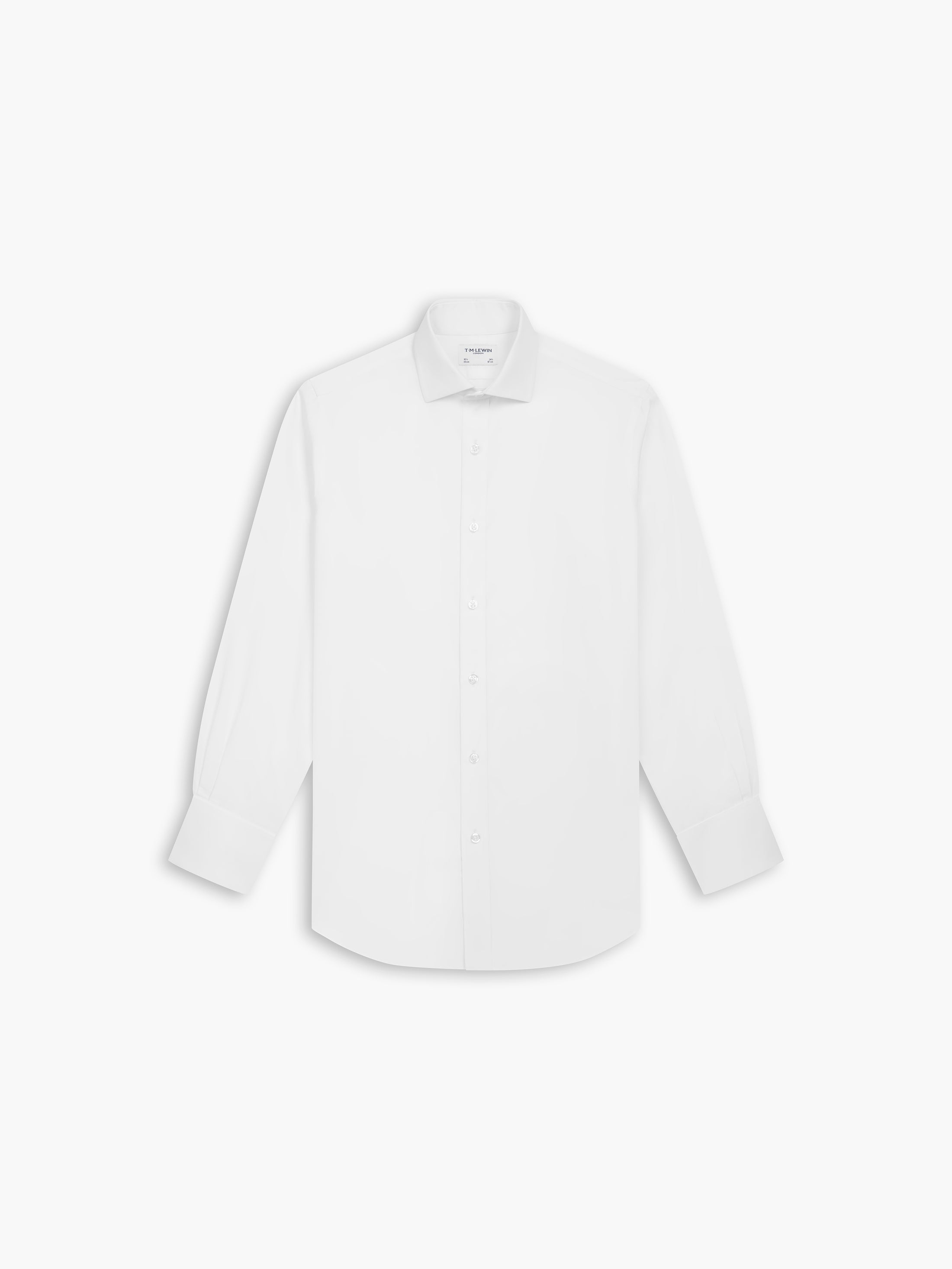 Cameron Regular Fit Classic Shirt With Double Cuffs In White Cotton Poplin