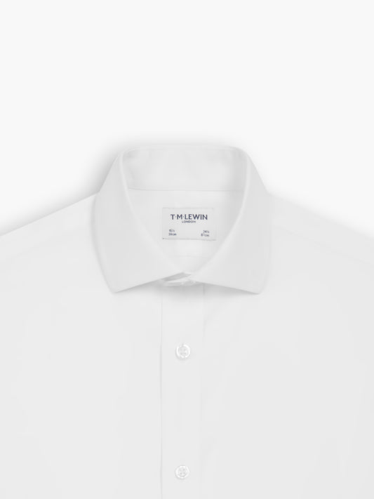 Non-Iron White Poplin Fitted Single Cuff Classic Collar Shirt