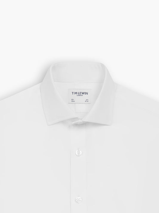 Non-Iron White Poplin Slim Fit Single Cuff Cutaway Collar Shirt
