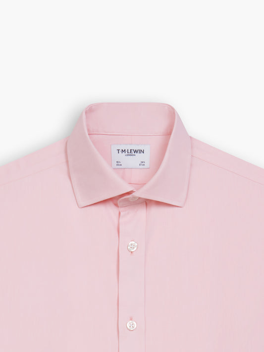 Non-Iron Pink Twill Fitted Dual Cuff Classic Collar Shirt