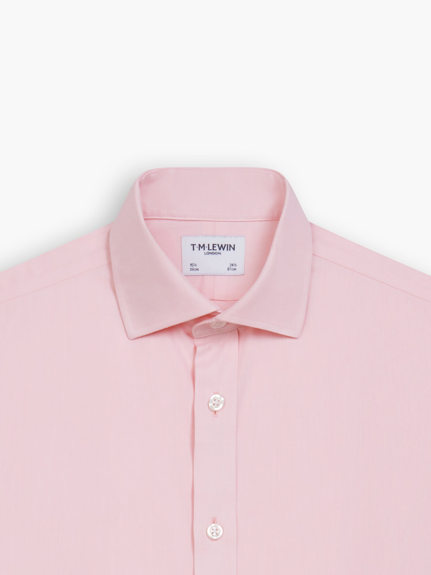 Non-Iron Pink Twill Fitted Double Cuff Classic Collar Shirt