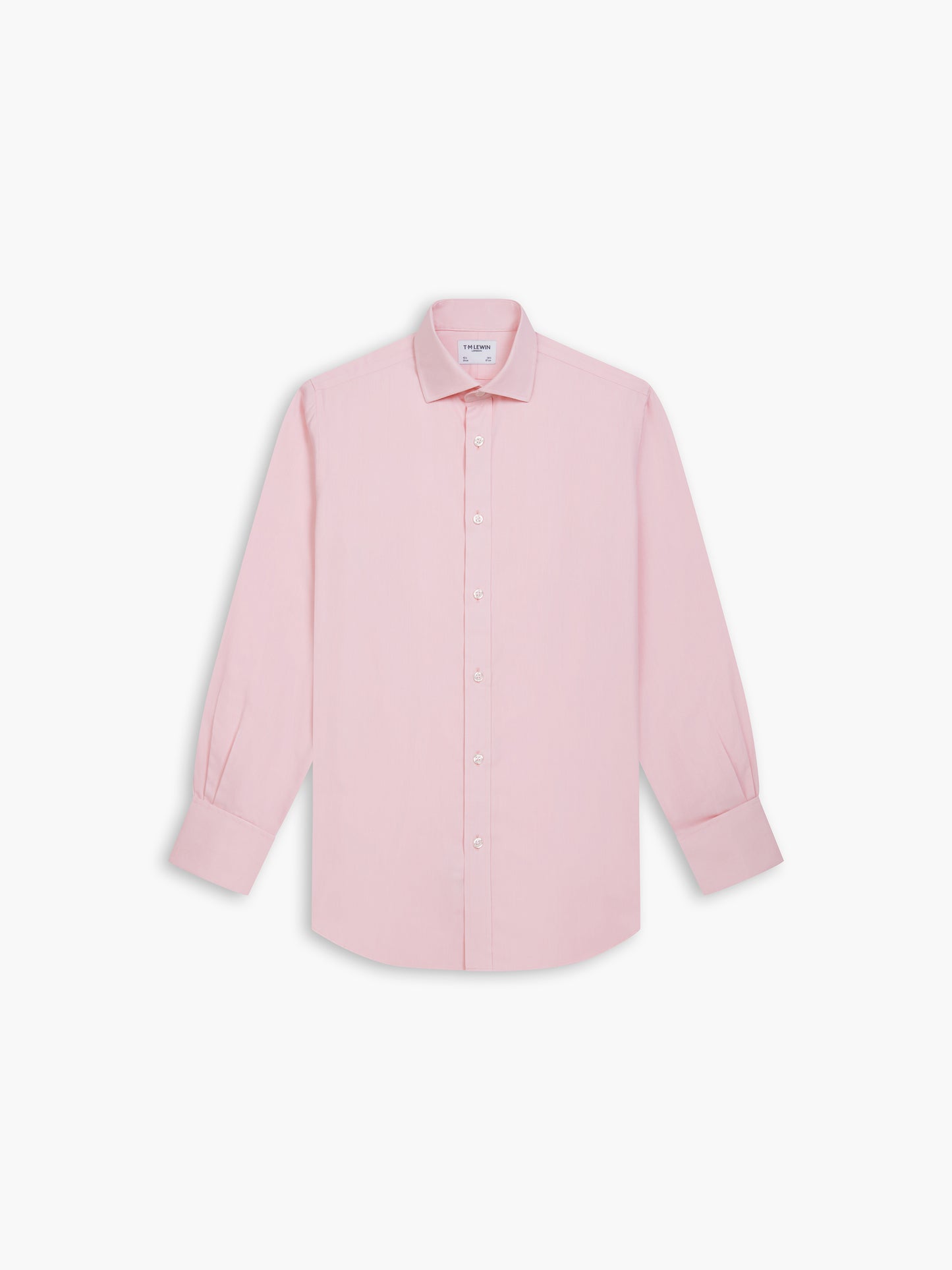 Non-Iron Pink Twill Fitted Double Cuff Classic Collar Shirt
