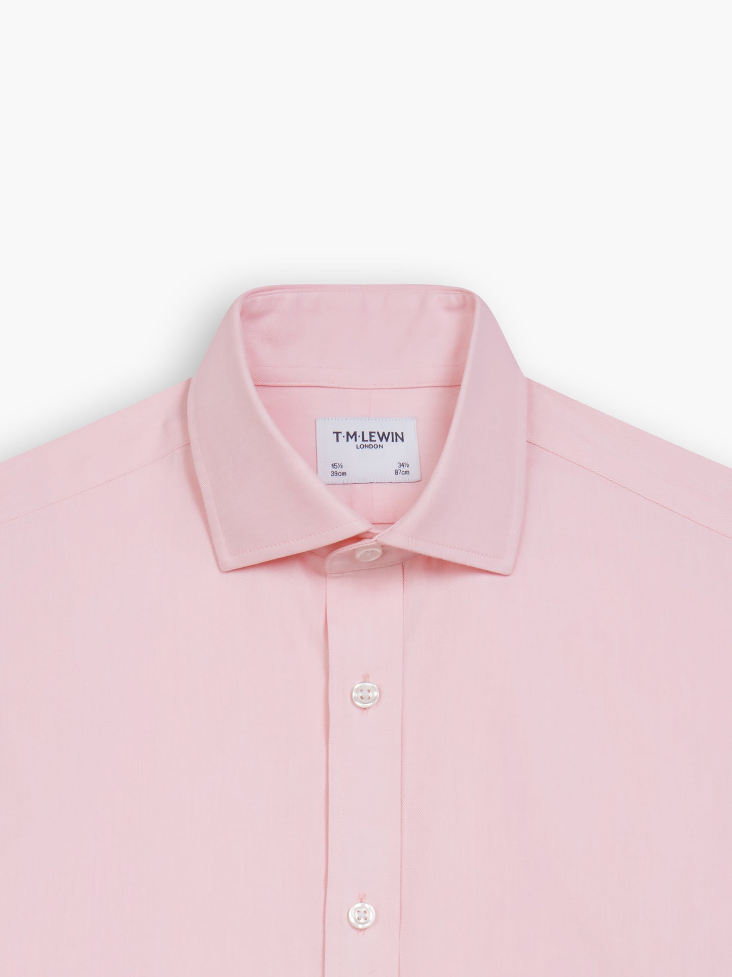 Non-Iron Pink Twill Regular Fit Single Cuff Classic Collar Shirt