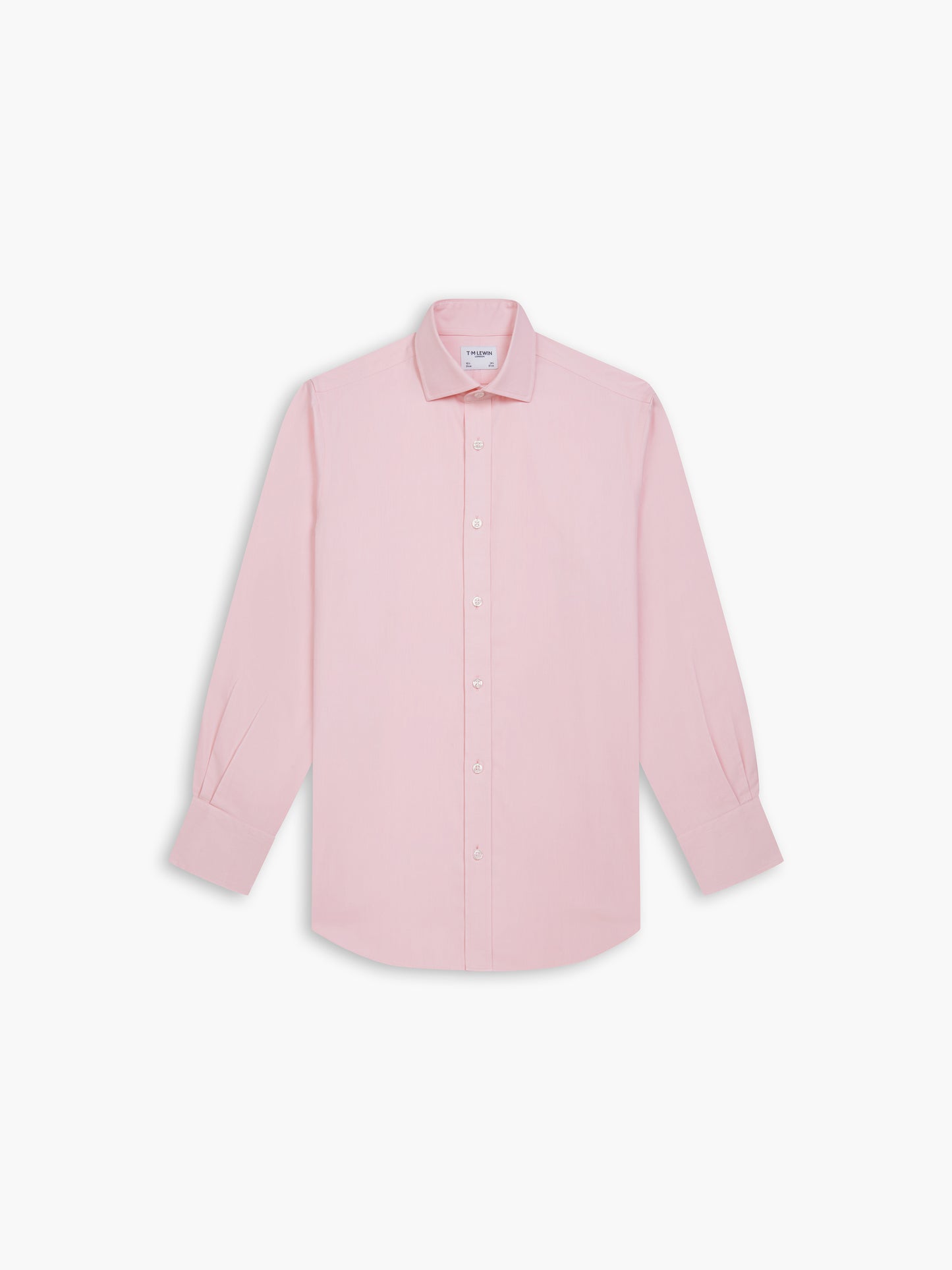 Non-Iron Pink Twill Slim Fit Single Cuff Classic Collar Shirt