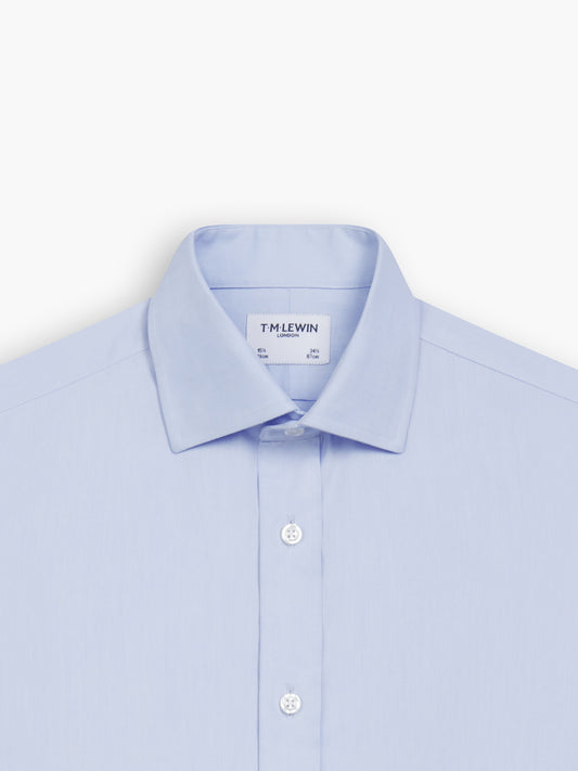Non-Iron Pale Blue Regular Fit Twill Double Cuff Classic Collar Shirt