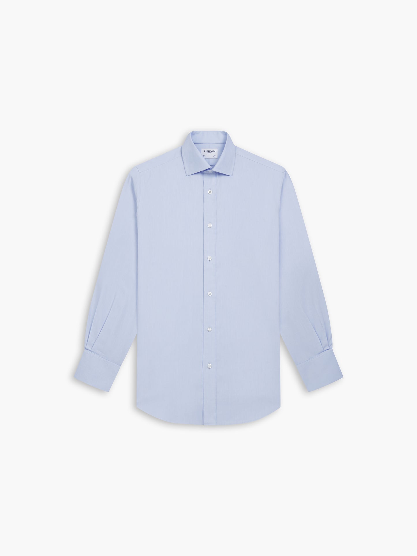 Non-Iron Light Blue Twill Fitted Double Cuff Classic Collar Shirt