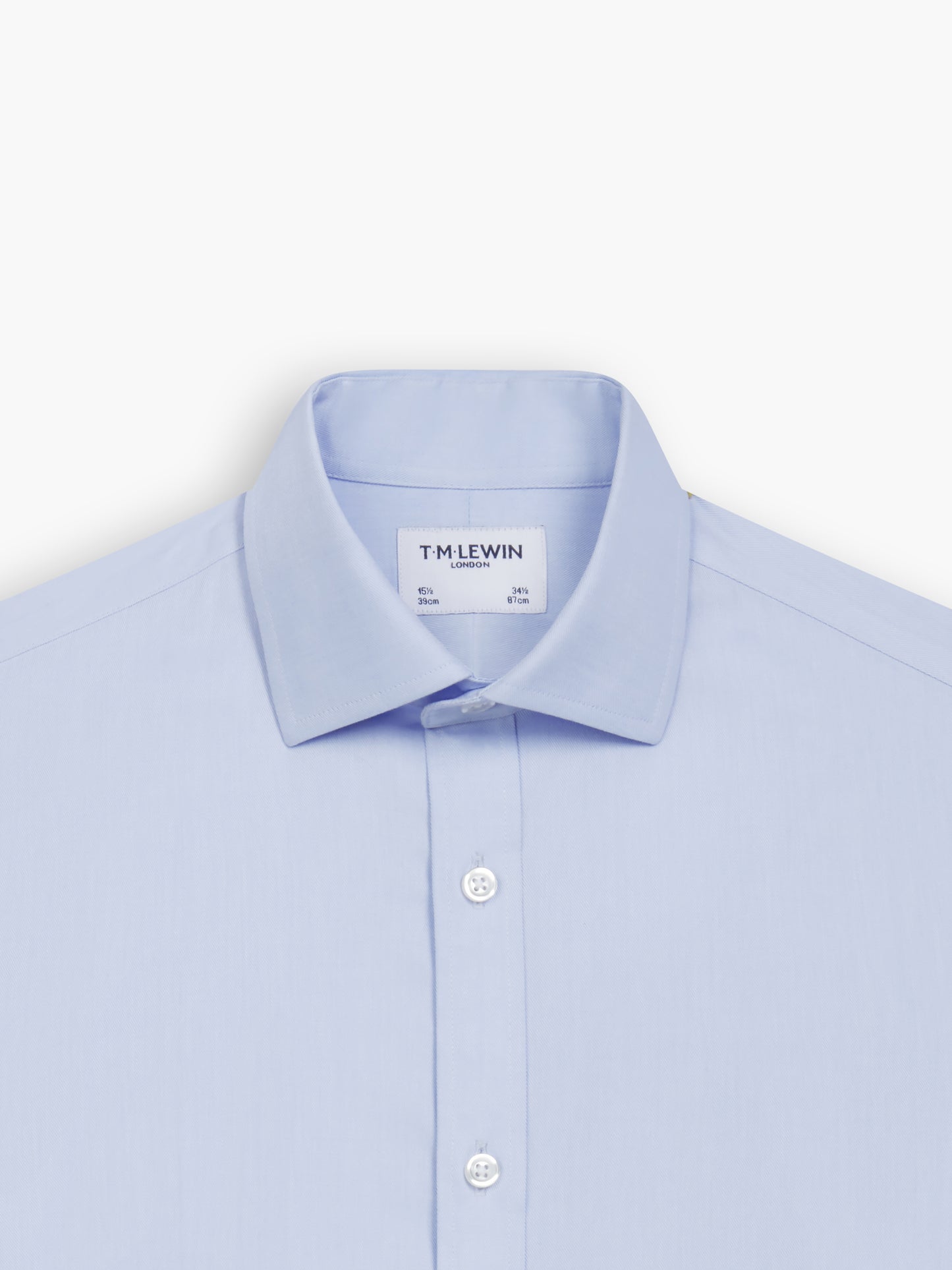 Non-Iron Light Blue Twill Fitted Single Cuff Semi Cutaway Collar Shirt