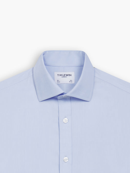 Non-Iron Blue Twill Super Fitted Dual Cuff Classic Collar Shirt
