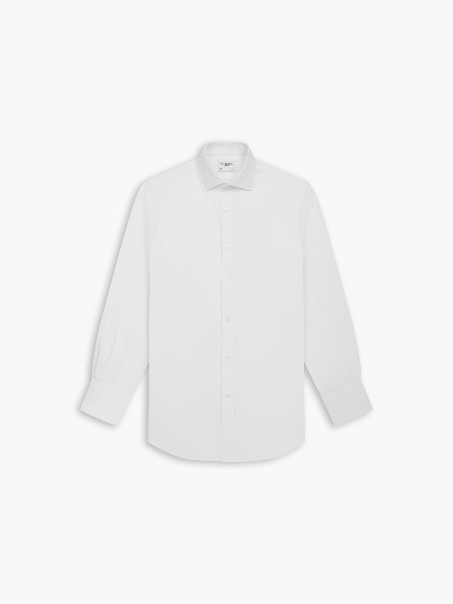 Non-Iron White Twill Fitted Double Cuff Classic Collar Shirt
