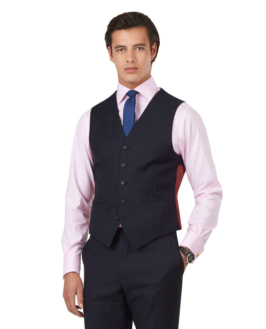 Owen Regular Fit Navy Twill Waistcoat