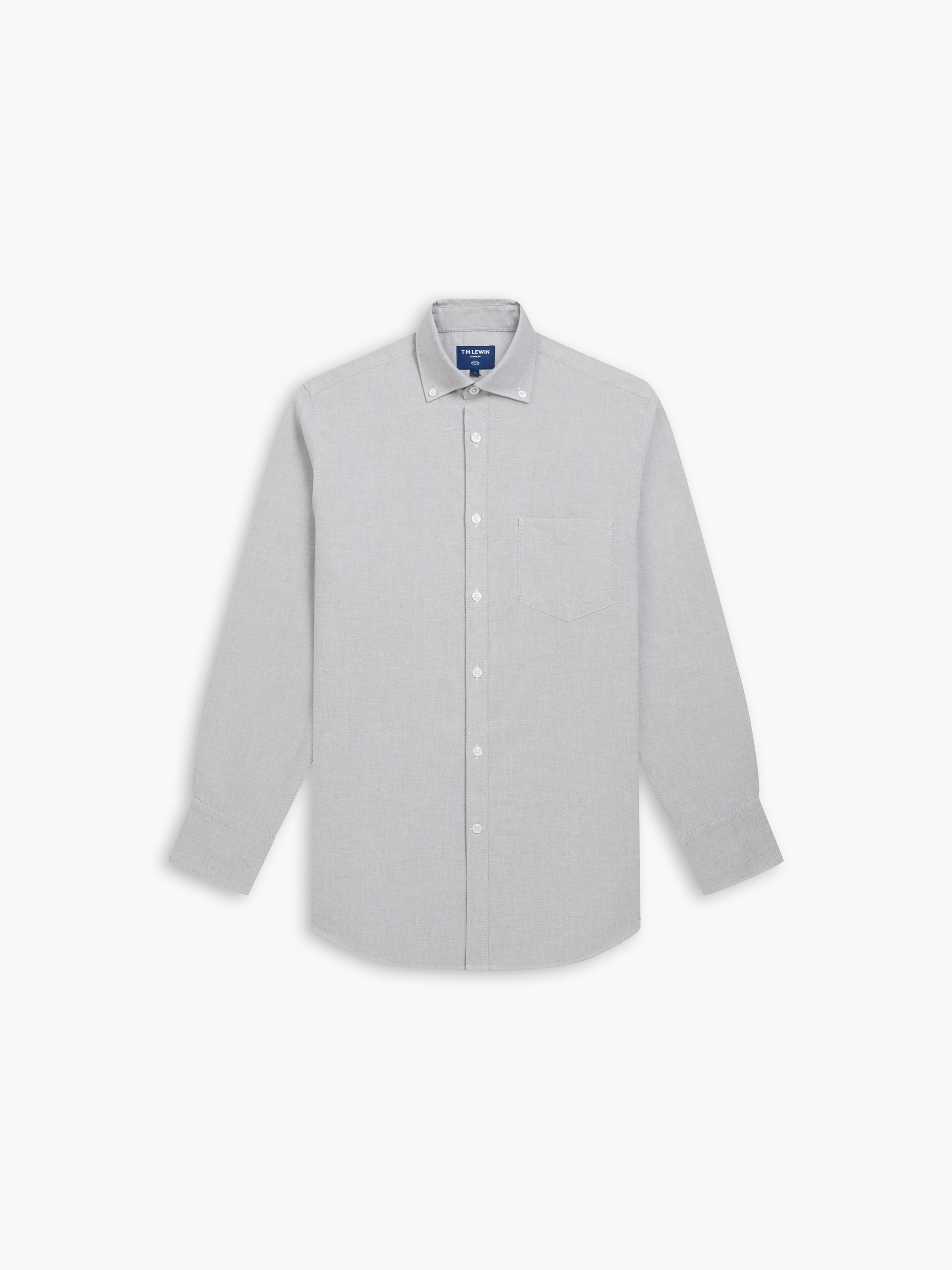 LightGreyOxfordSlimFitButtonDownCollarCasualShirt