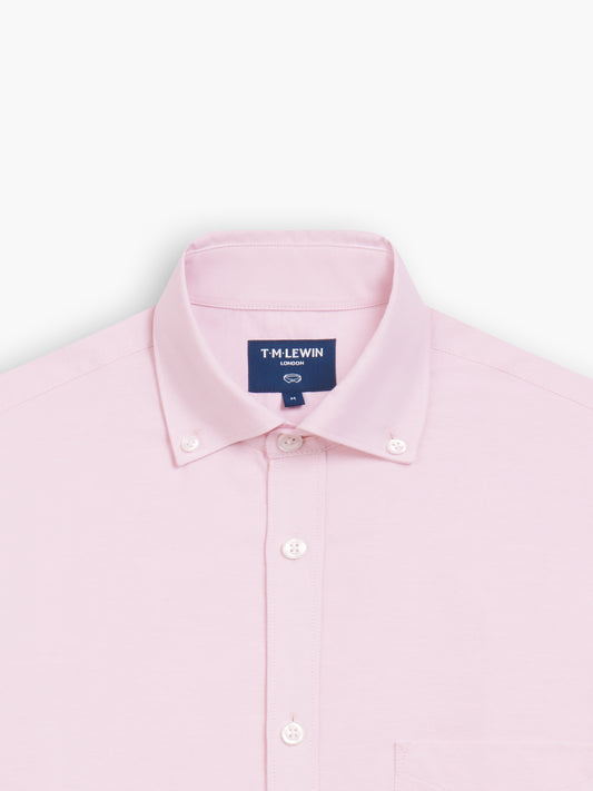 Light Pink Oxford Slim Fit Button Down Collar Casual Shirt