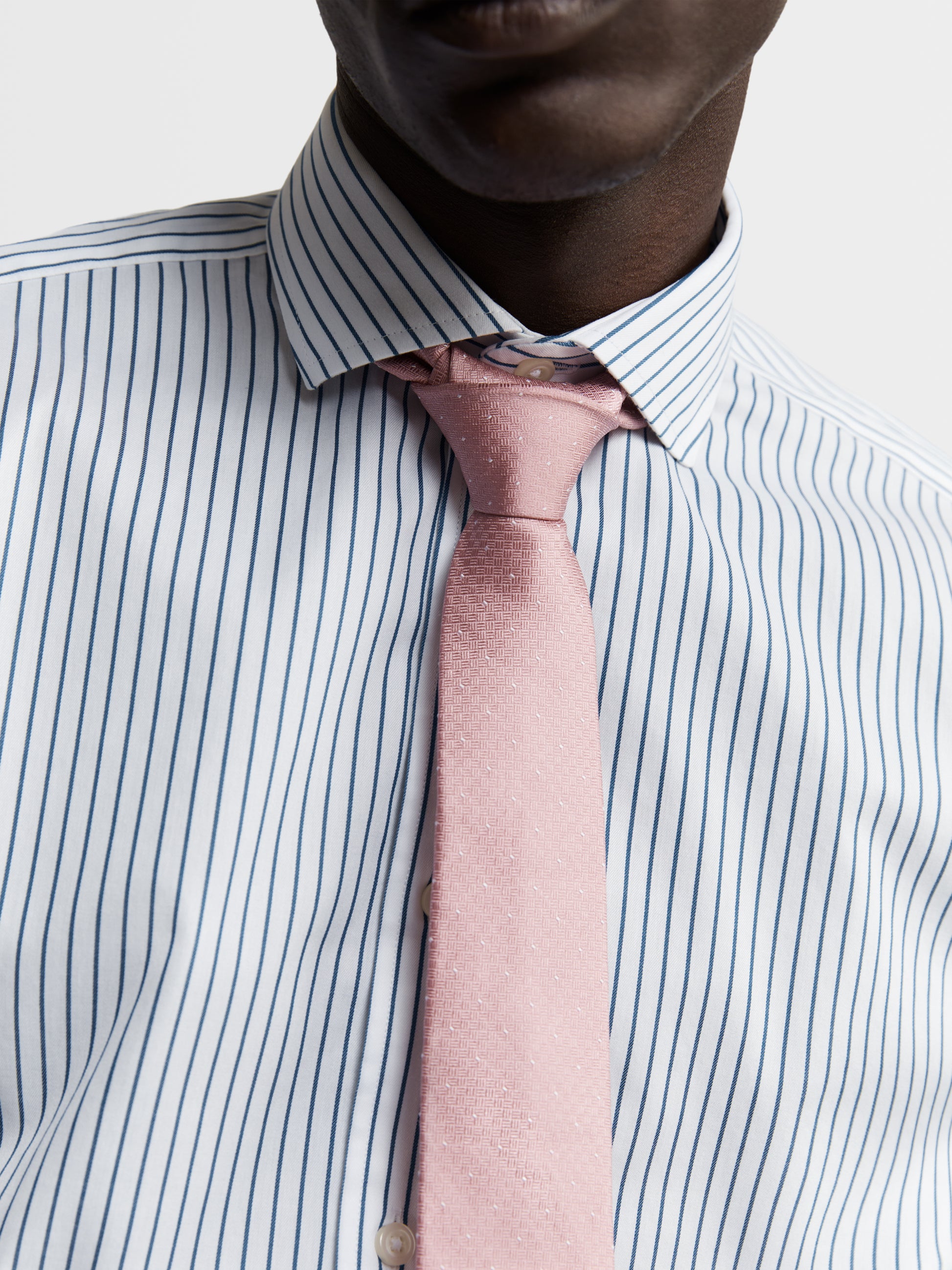Image 3 of Classic Pink Pin Spot Silk Slim Tie