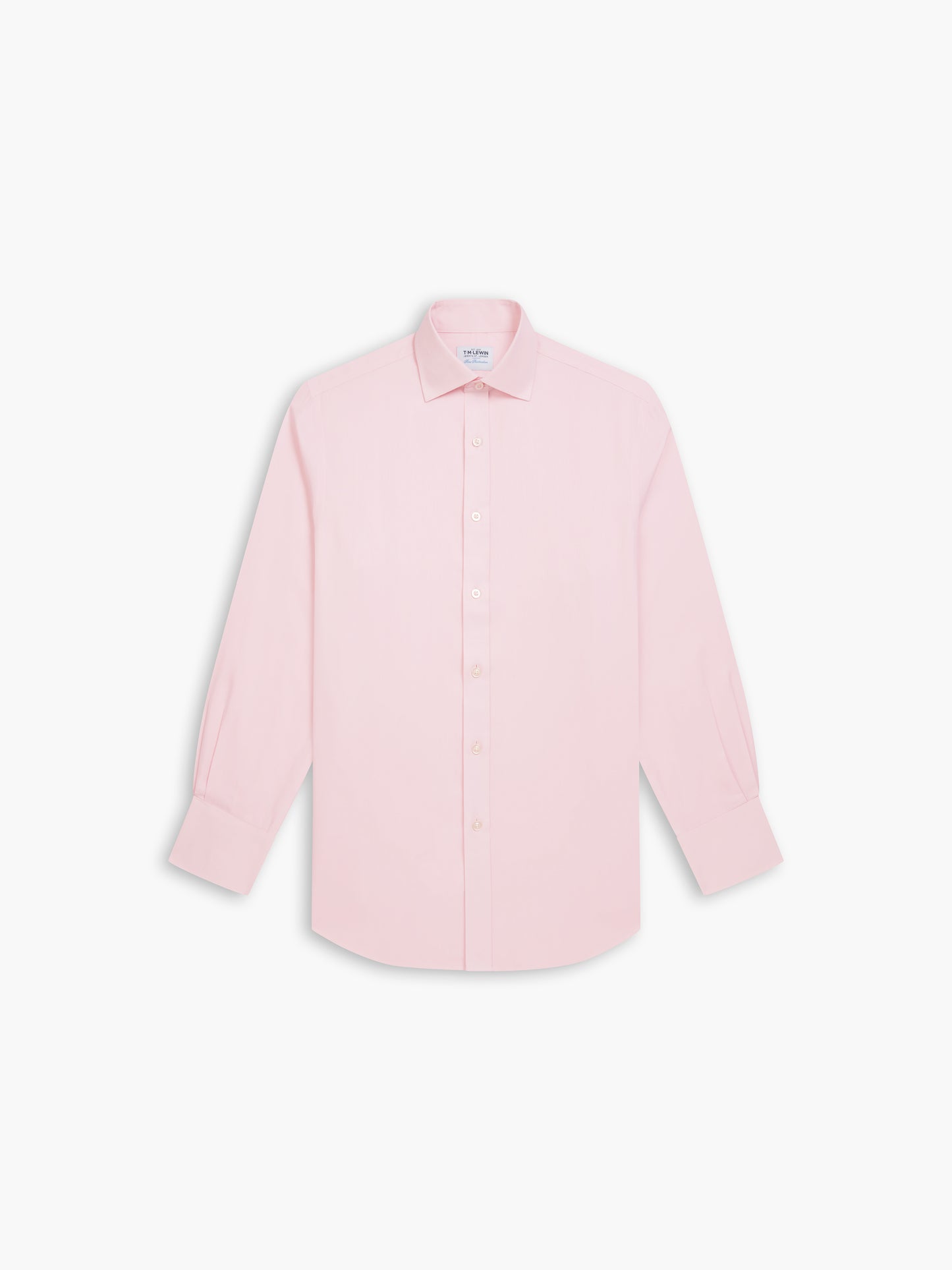 Non-Iron Pink Plain Twill Regular Fit Single Cuff Classic Collar Shirt