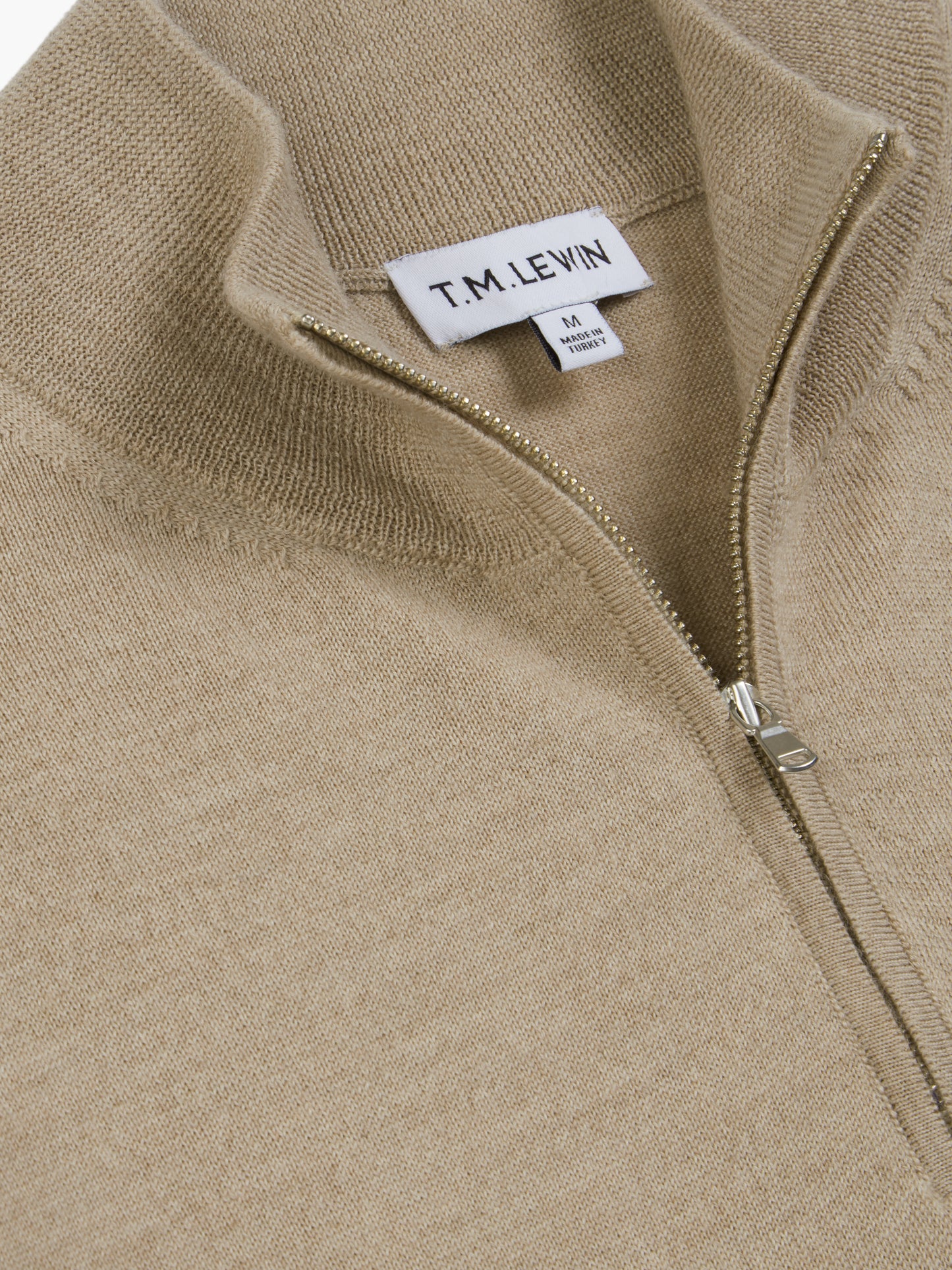 Italian Merino Wool Quarter-Zip Jumper - Oatmeal