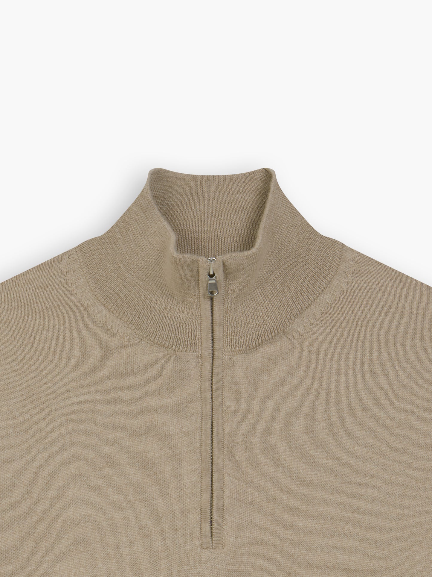 Italian Merino Wool Quarter-Zip Jumper - Oatmeal