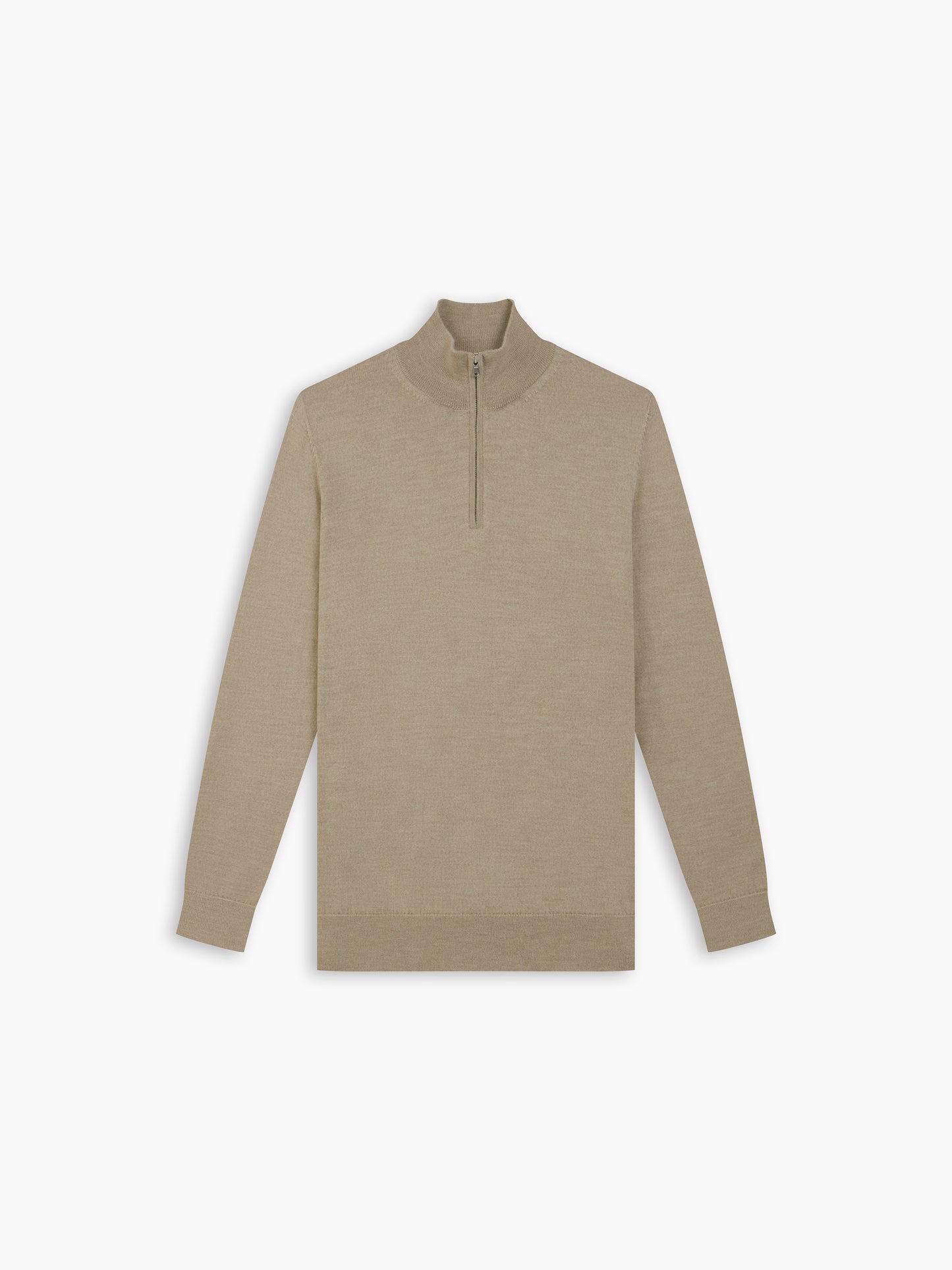 Italian Merino Wool Quarter-Zip Jumper - Oatmeal