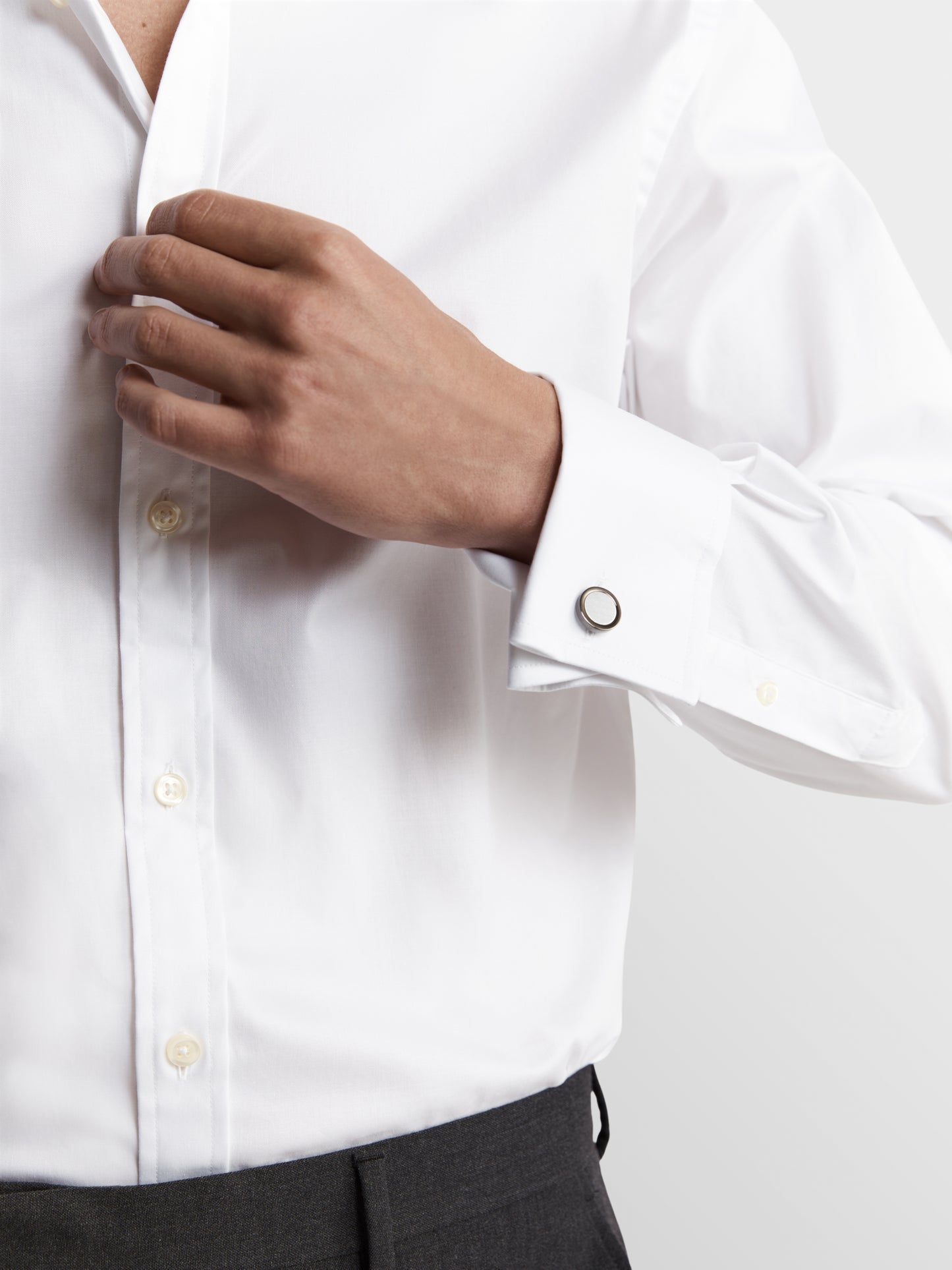 Non-Iron White Twill Super Fitted Double Cuff Classic Collar Shirt
