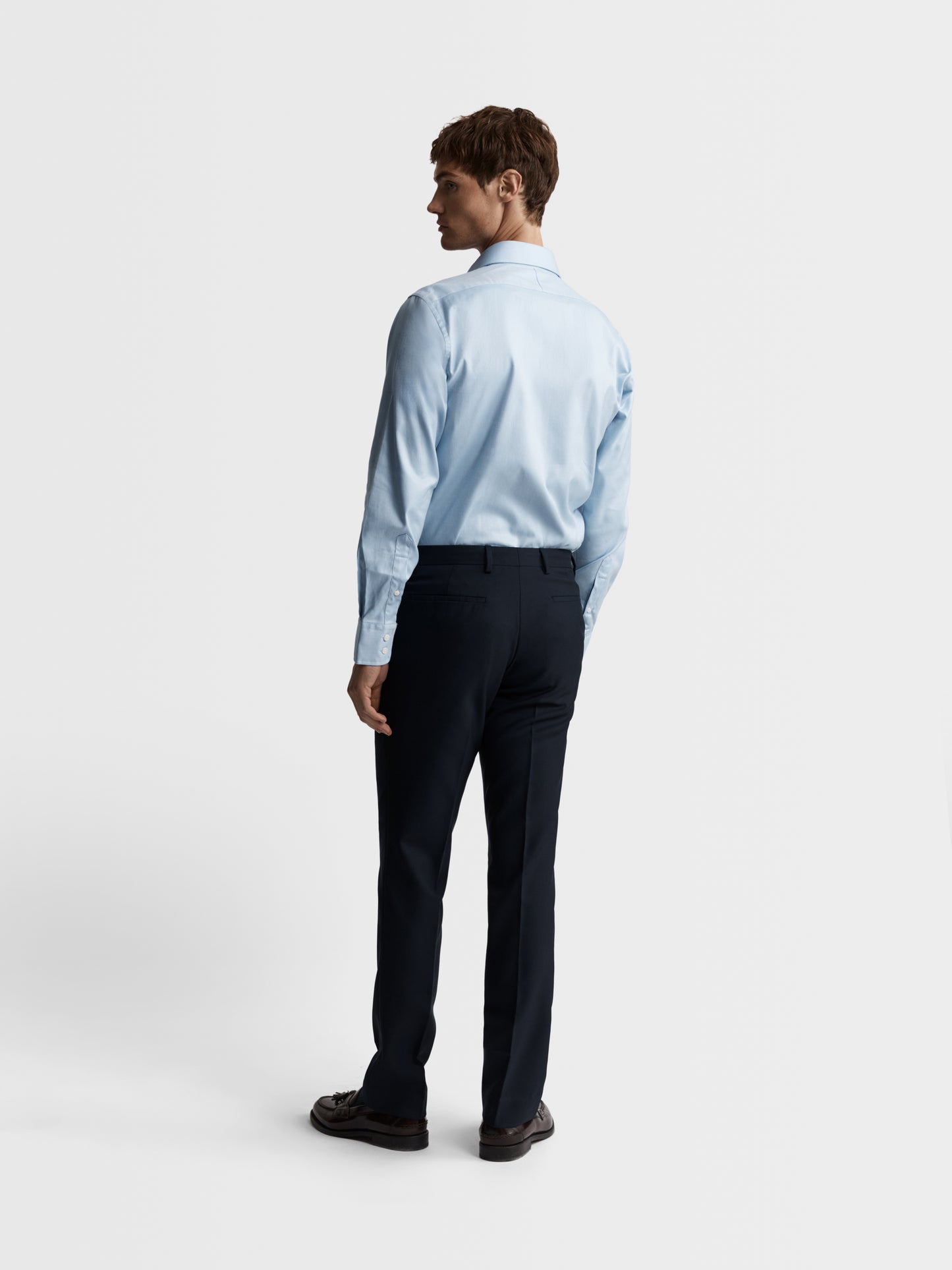 Image 4 of Blue Bold Twill Slim Fit Single Cuff Classic Collar Shirt