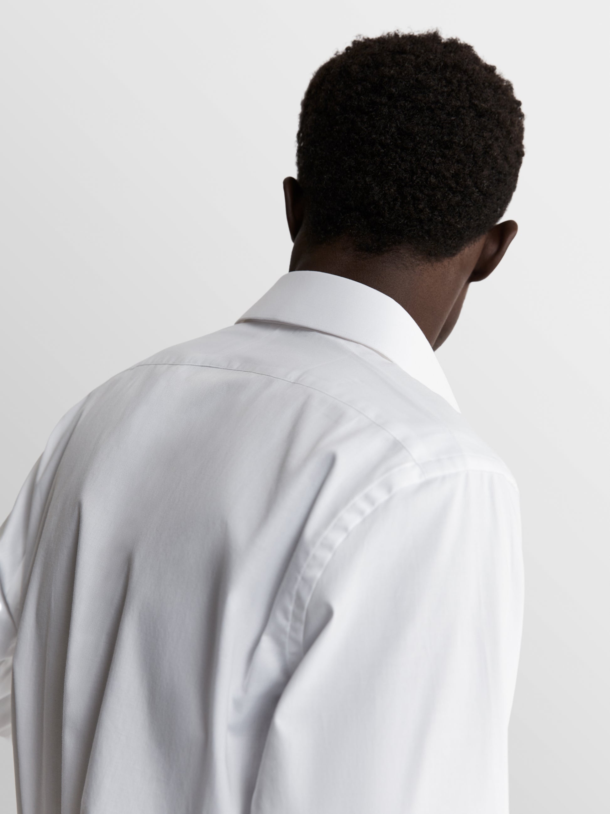 Image 3 of White Stretch Twill Slim Fit Single Cuff Classic Collar Shirt