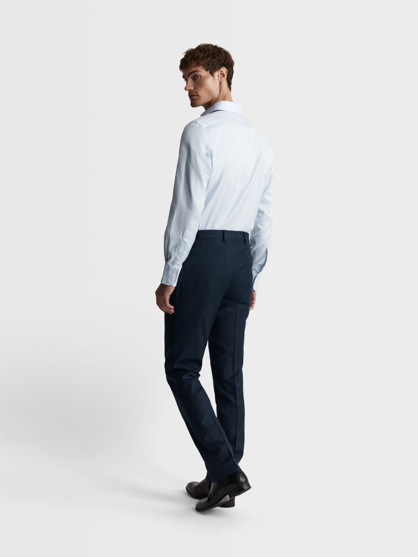 Image 3 of Light Blue Bold Twill Slim Fit Single Cuff Classic Collar Shirt