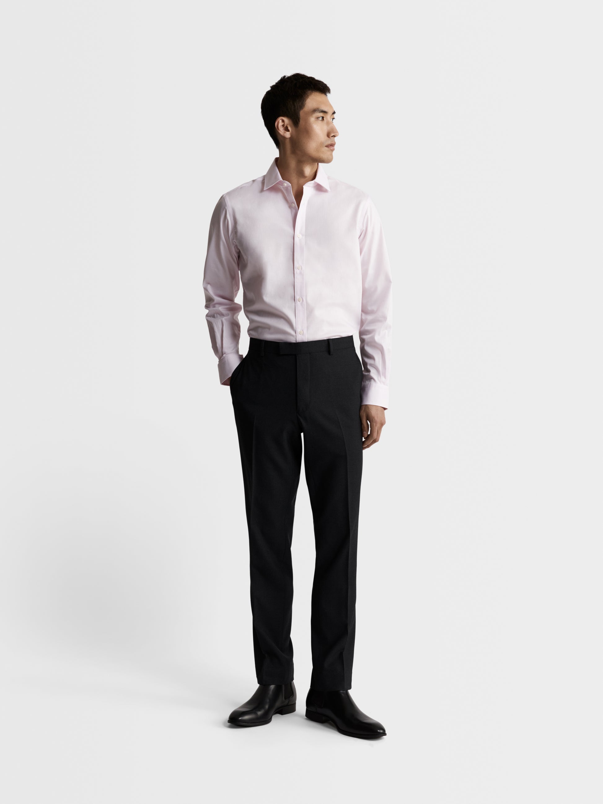 Image 4 of Max Performance Pink Twill Fitted Single Cuff Classic Collar Shirt