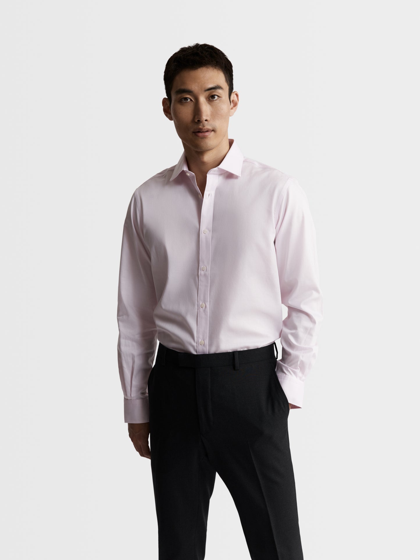 Image 1 of Max Performance Pink Twill Fitted Single Cuff Classic Collar Shirt