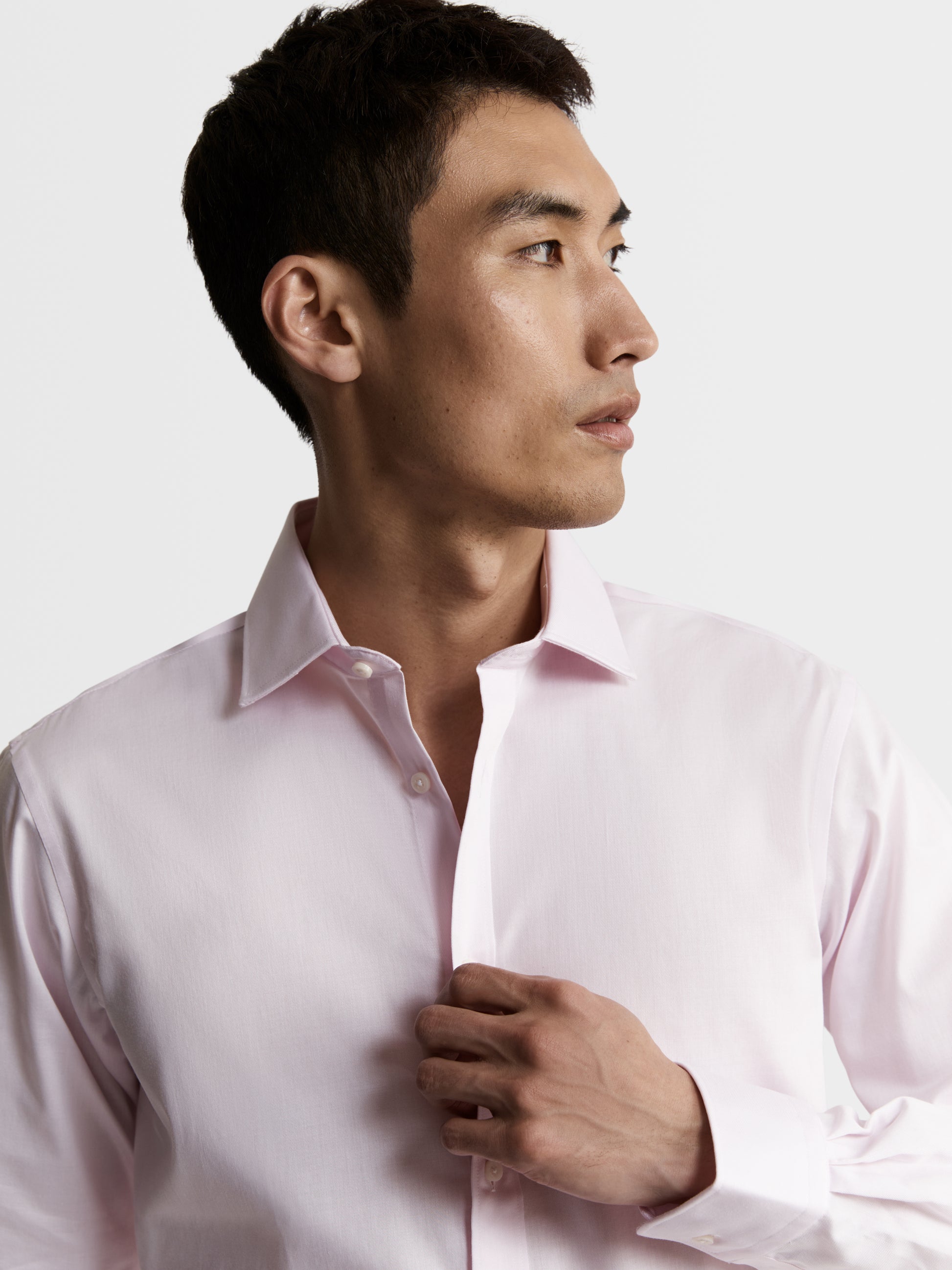 Image 2 of Max Performance Pink Twill Fitted Single Cuff Classic Collar Shirt