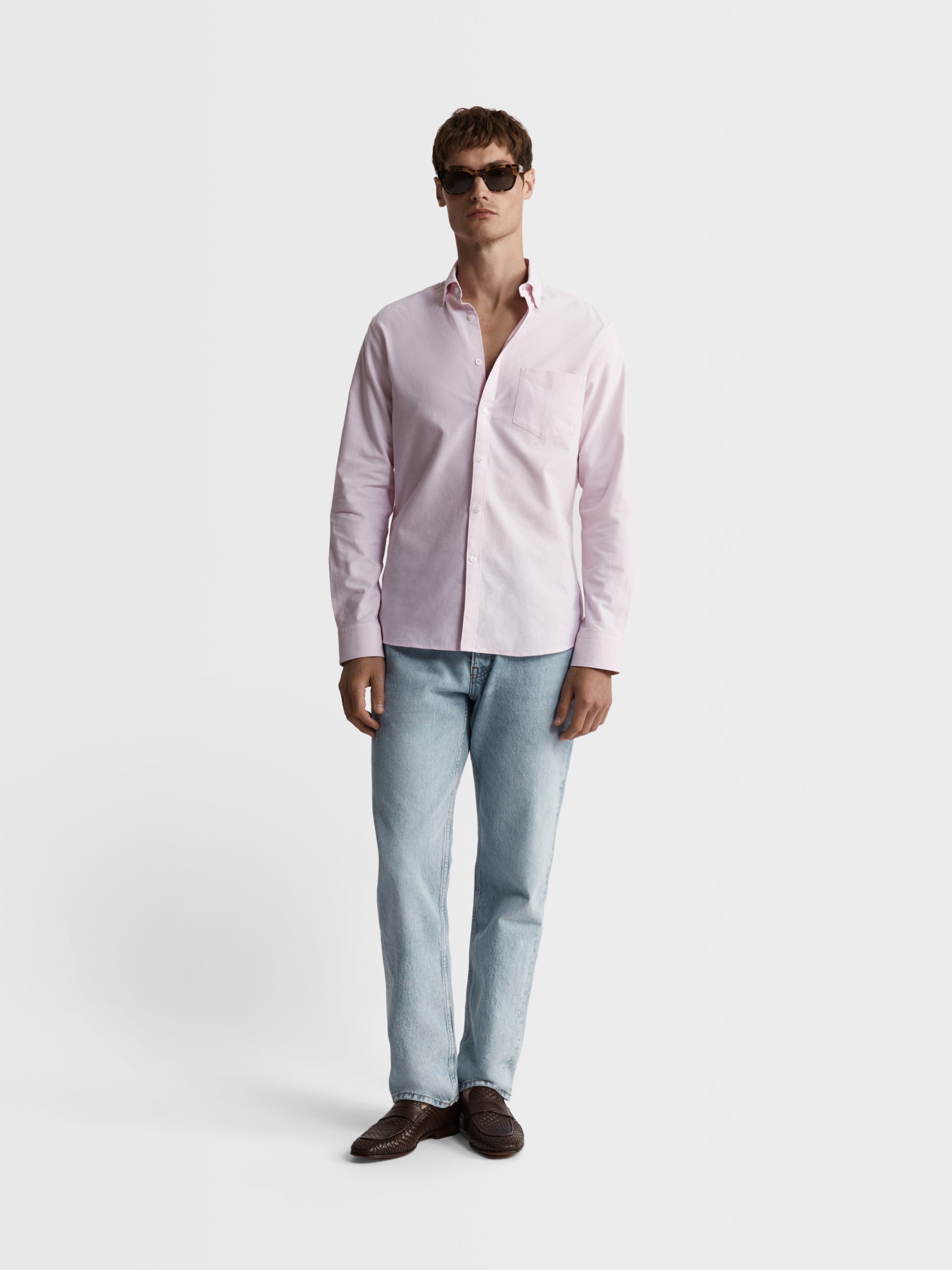Image 3 of Light Pink Oxford Slim Fit Button Down Collar Casual Shirt