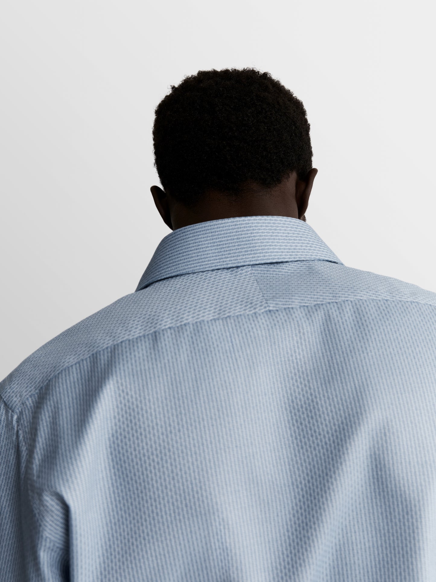Non-Iron Navy Blue Brick Geometric Dobby Slim Fit Single Cuff Classic Collar Shirt