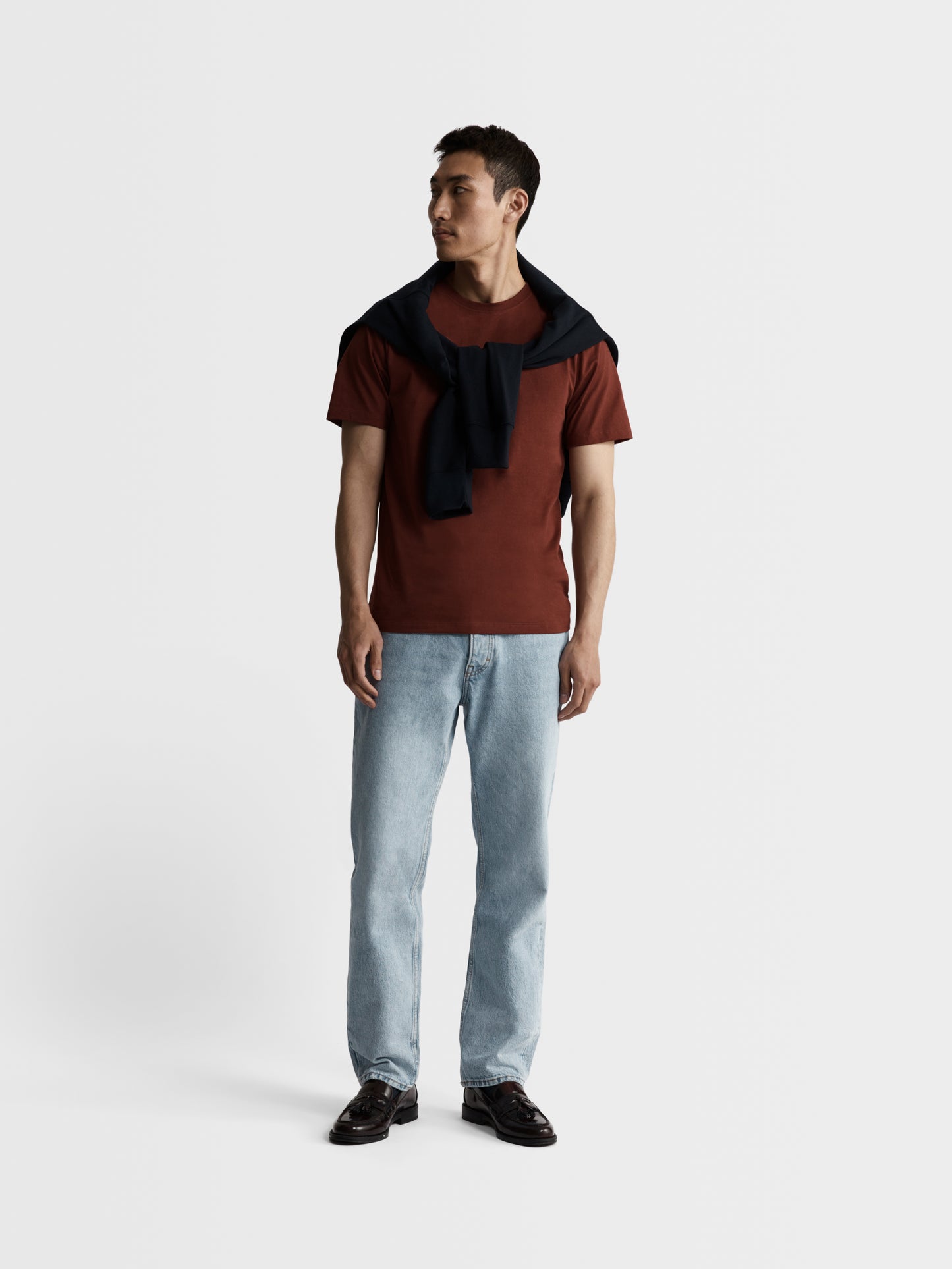 Image 5 of Burgundy Organic Cotton Crew Neck T-Shirt