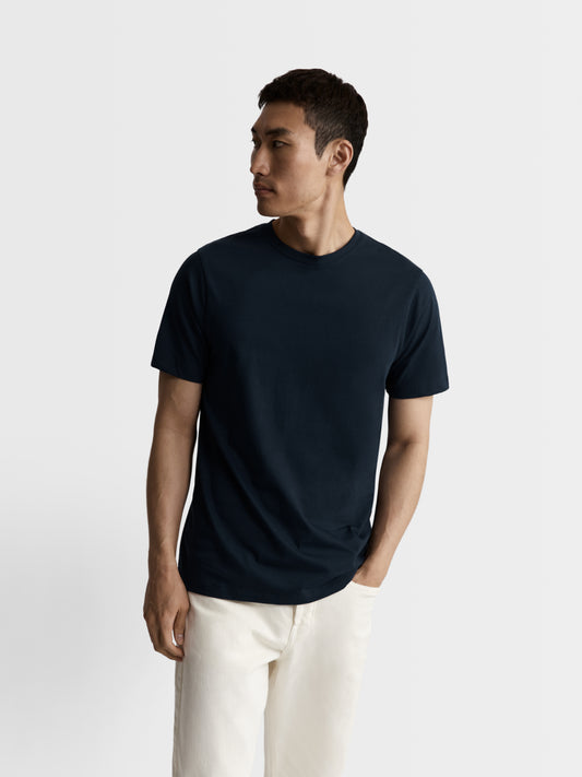 Image 1 of Navy Blue Organic Cotton Crew Neck T-Shirt