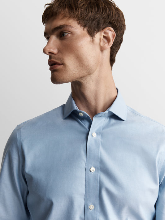 Image 1 of Non-Iron Blue Royal Oxford Slim Fit Single Cuff Semi Cutaway Collar Shirt