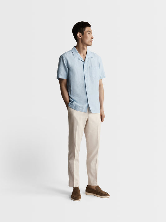 Image 1 of Blue Linen Casual Shirt