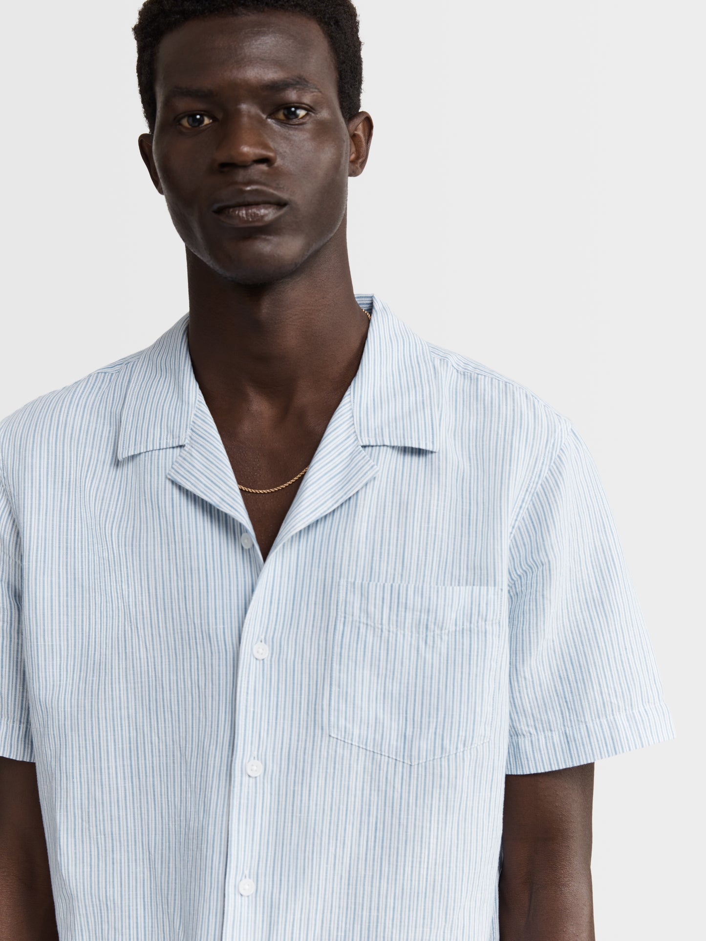 Blue Stripe Linen Casual Shirt