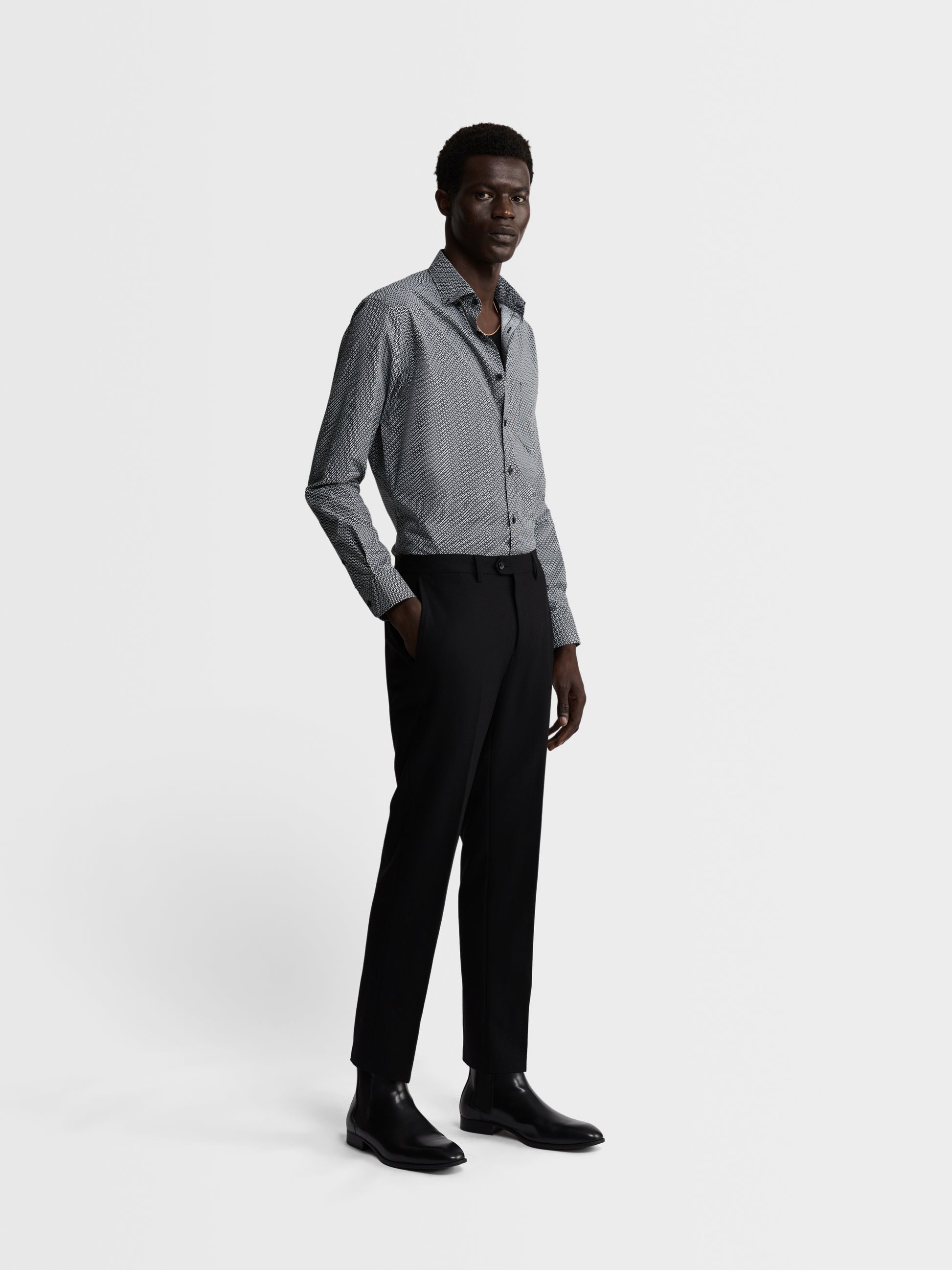 Image 5 of Black Slim Fit Print Poplin Casual Shirt
