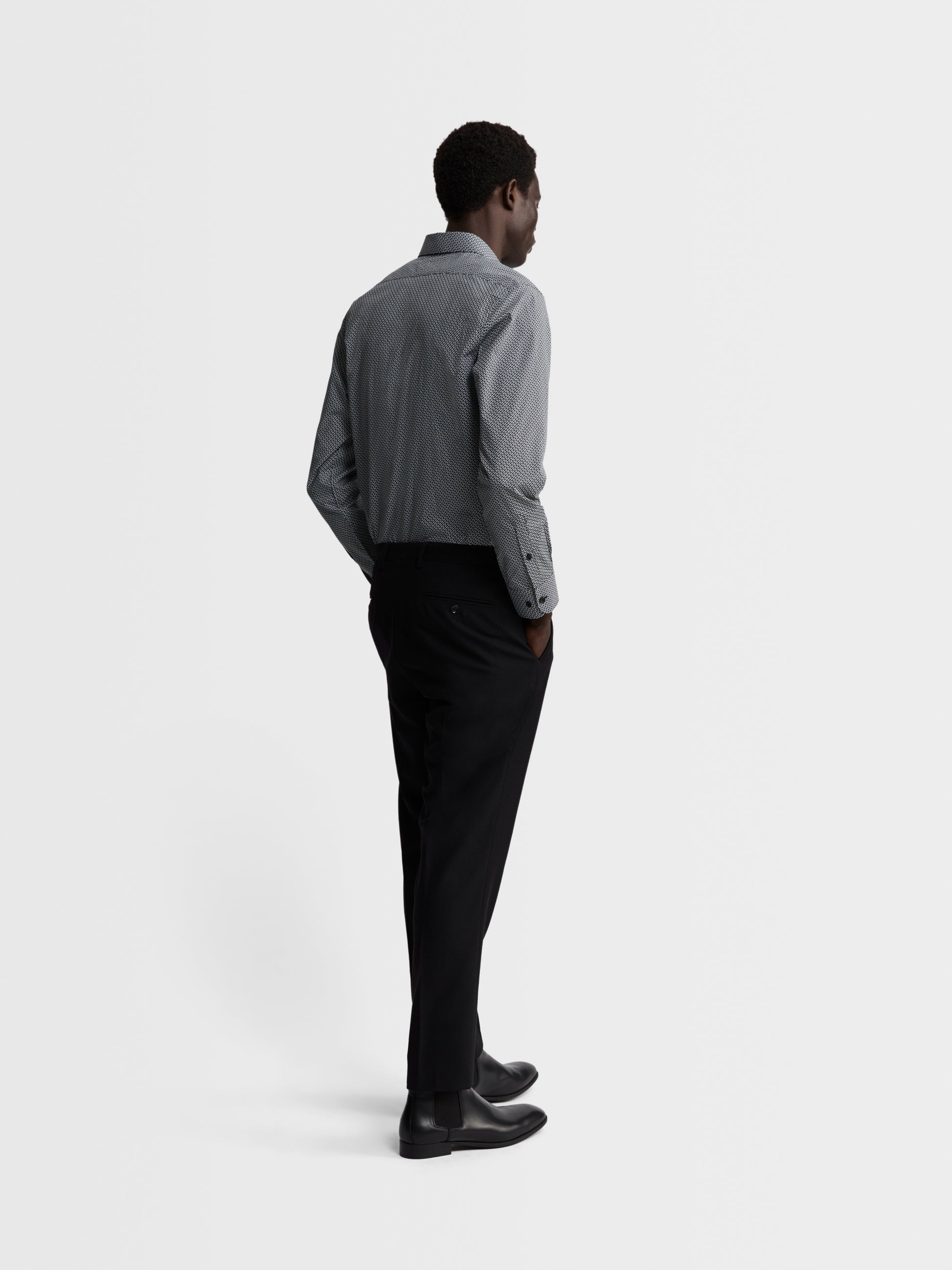 Image 6 of Black Slim Fit Print Poplin Casual Shirt