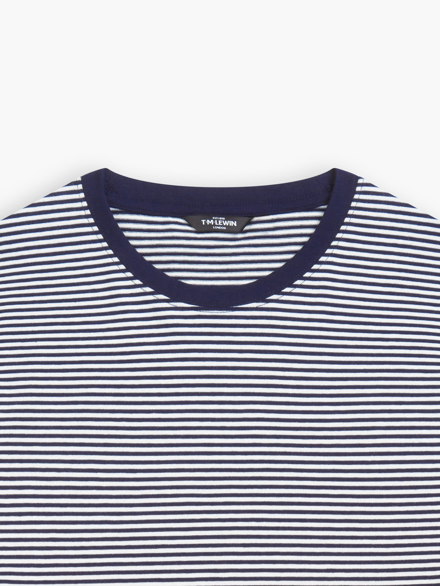 Navy Blue Fine Stripe Crew Neck T-Shirt