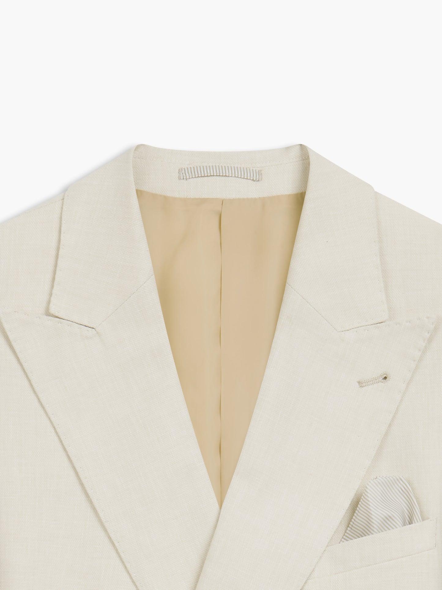 Image 7 of Slim Fit Double Breasted Linen Suit Jacket in Ecru