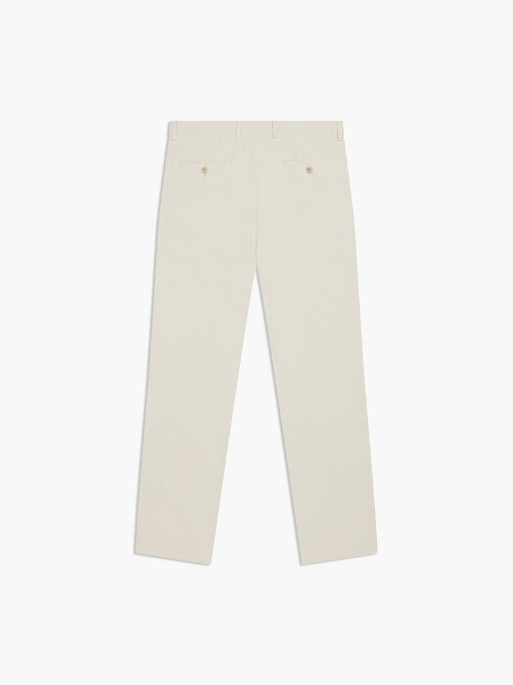 Slim Fit Linen Suit Trousers in Ecru