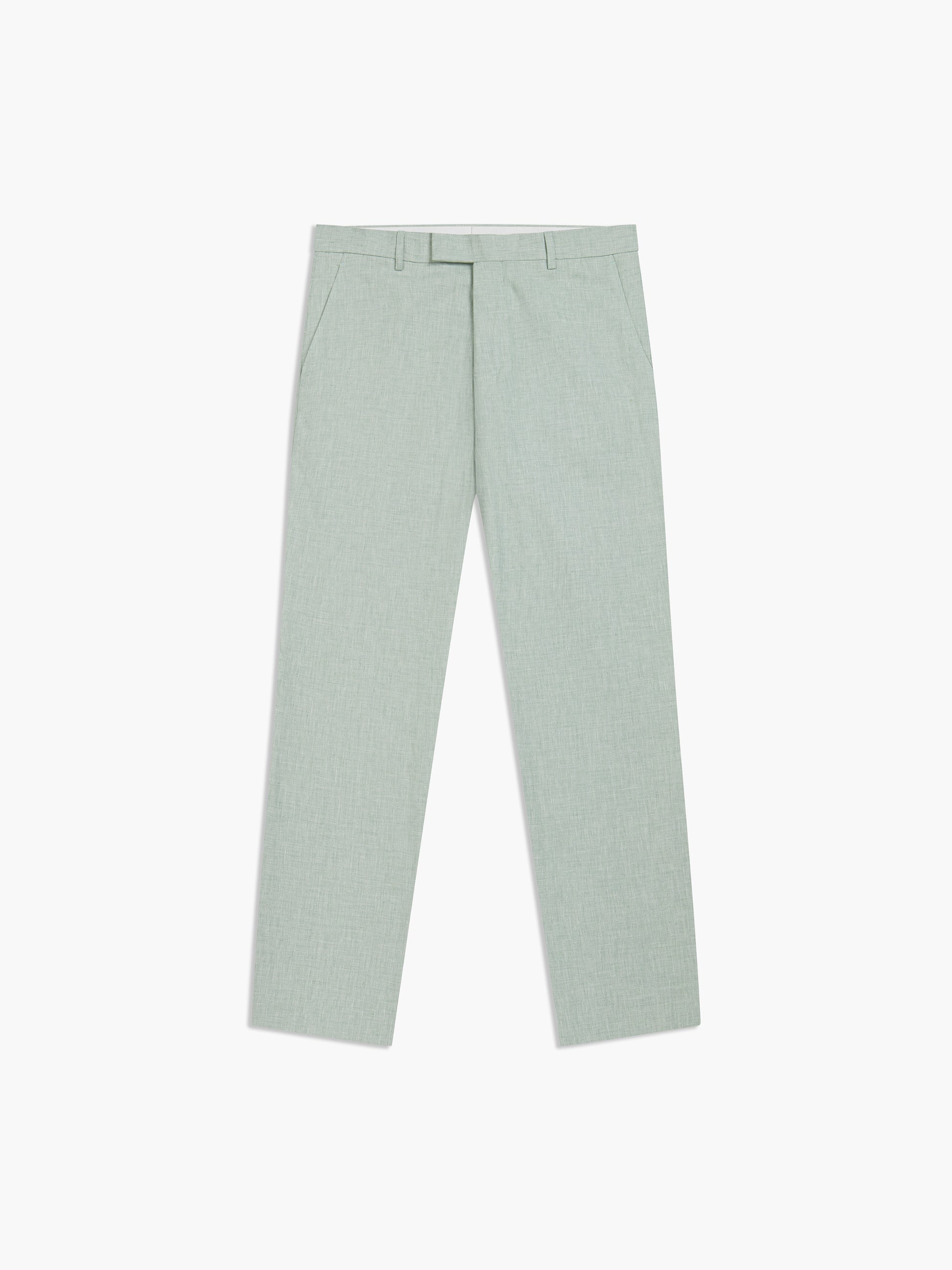 Image 2 of Slim Fit Linen Suit Trousers in Light Green