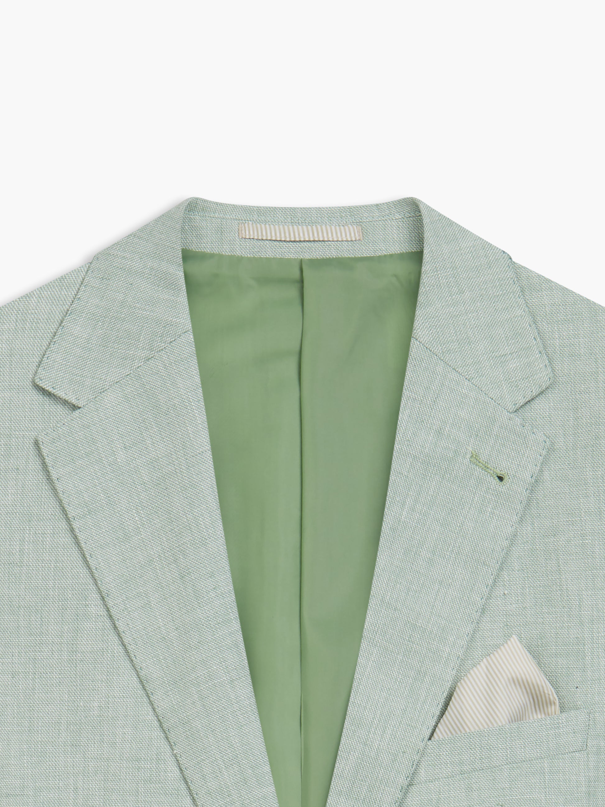 Image 7 of Slim Fit Single Breasted Linen Suit Jacket in Light Green
