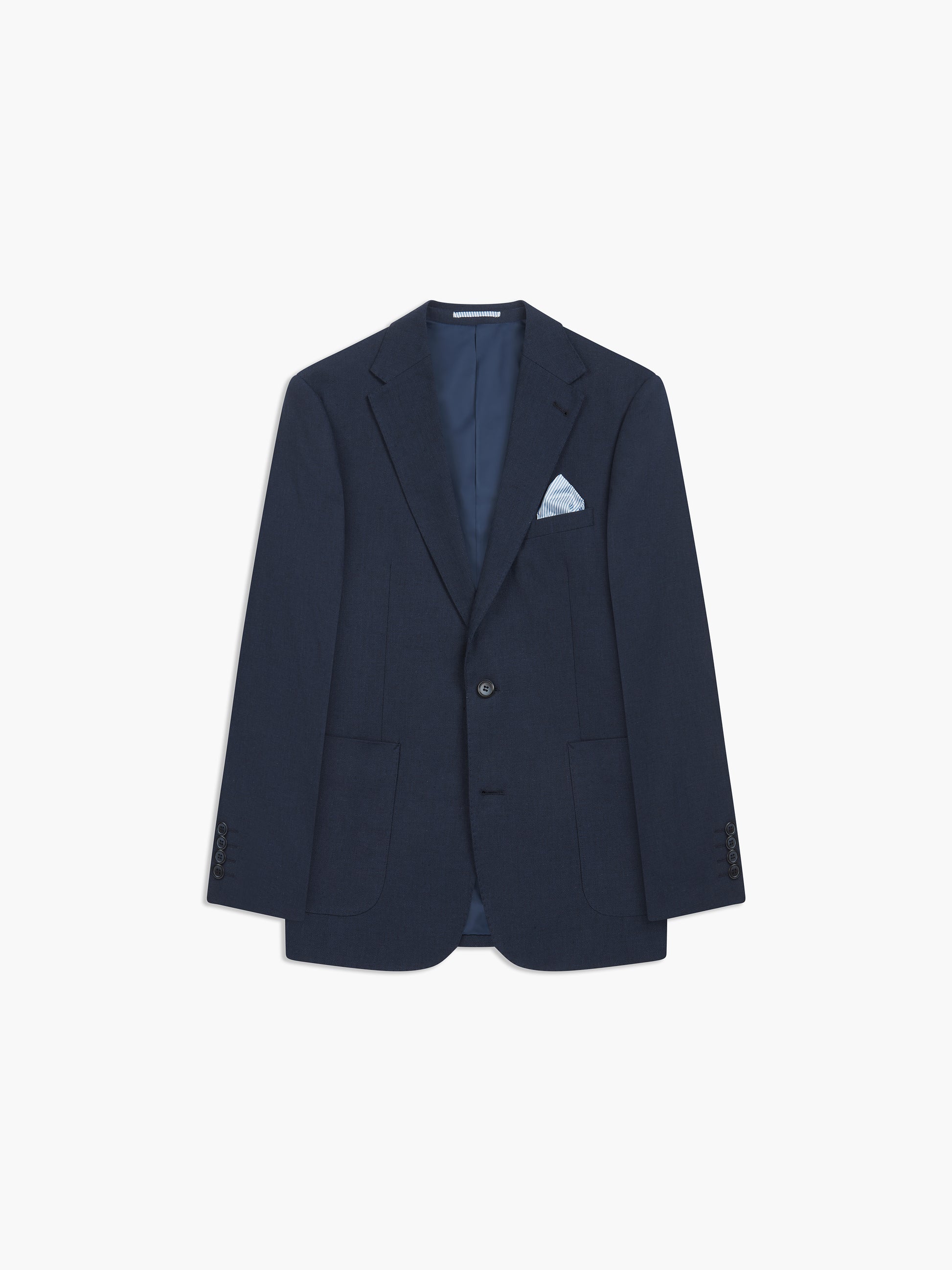 Image 7 of Slim Fit Single Breasted Linen Suit Jacket in Navy