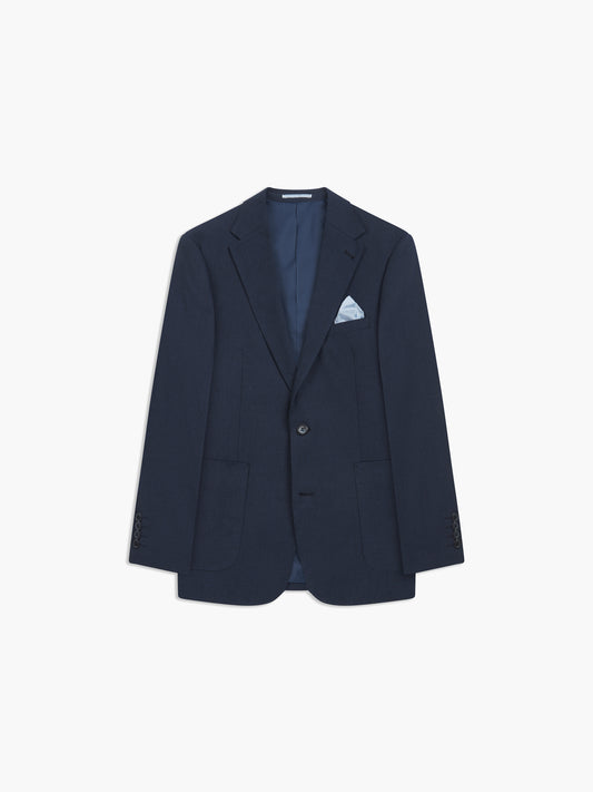 Image 7 of Slim Fit Single Breasted Linen Suit Jacket in Navy