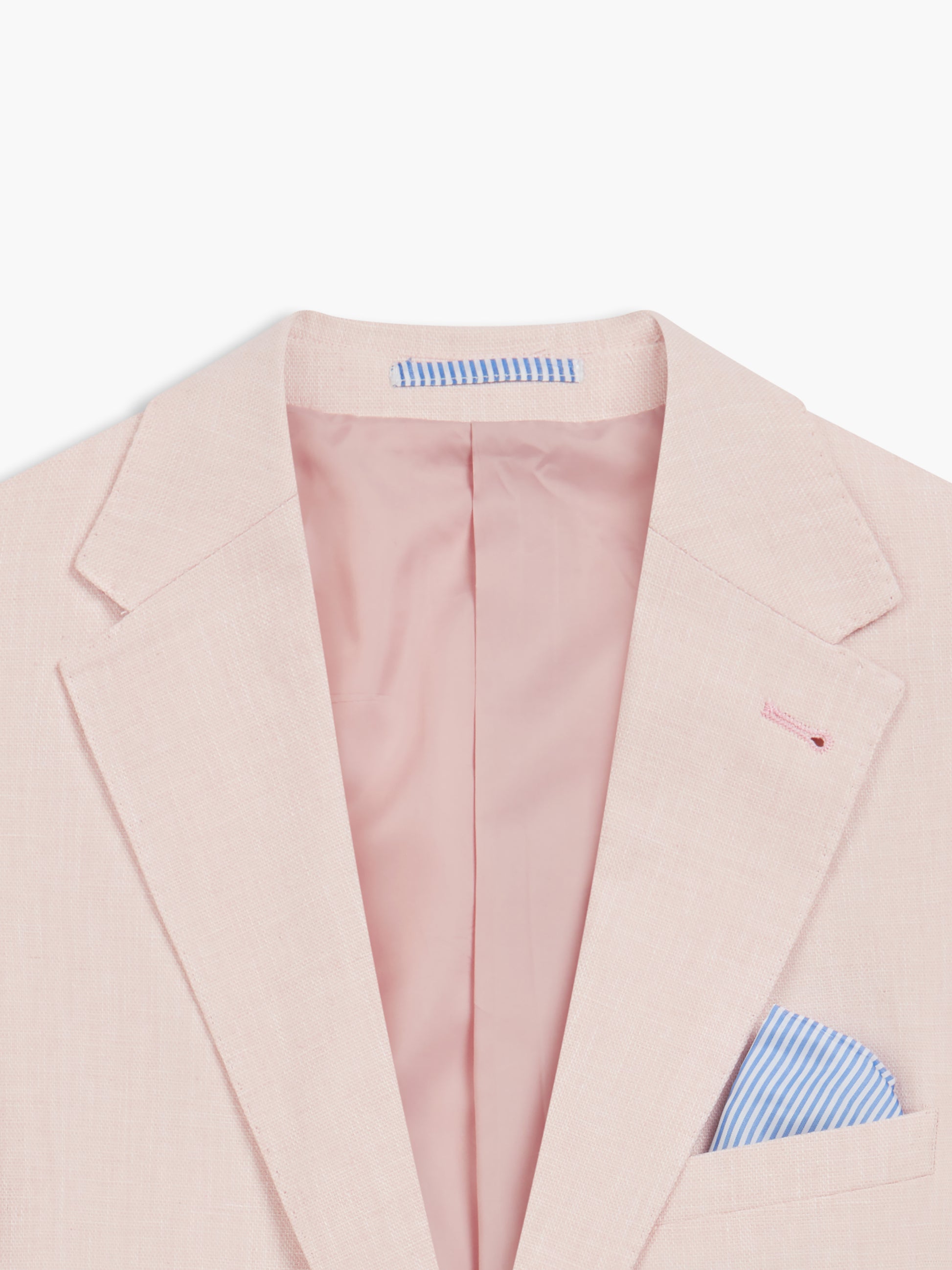 Image 9 of Slim Fit Single Breasted Linen Suit Jacket in Light Pink