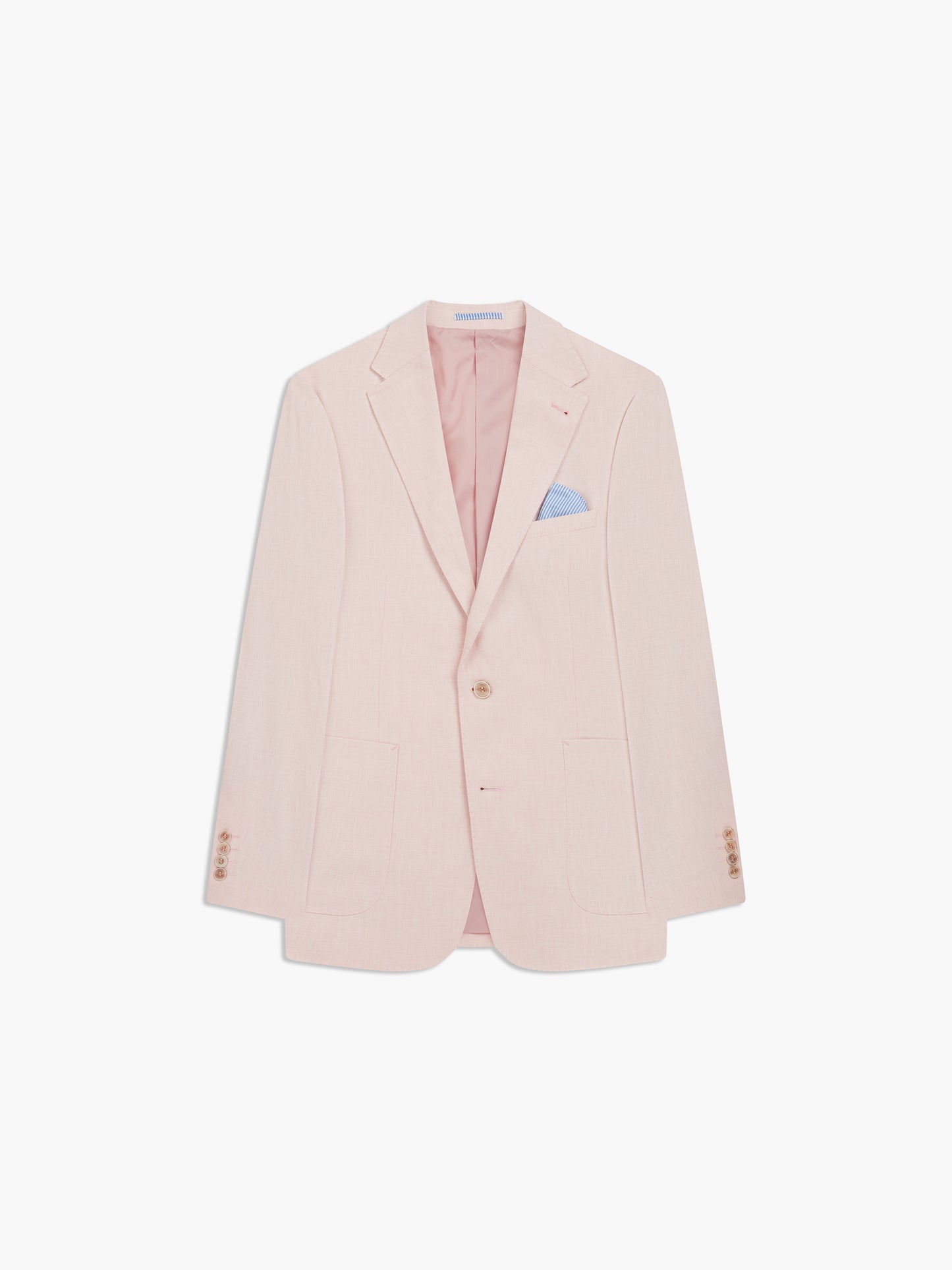 Image 8 of Slim Fit Single Breasted Linen Suit Jacket in Light Pink