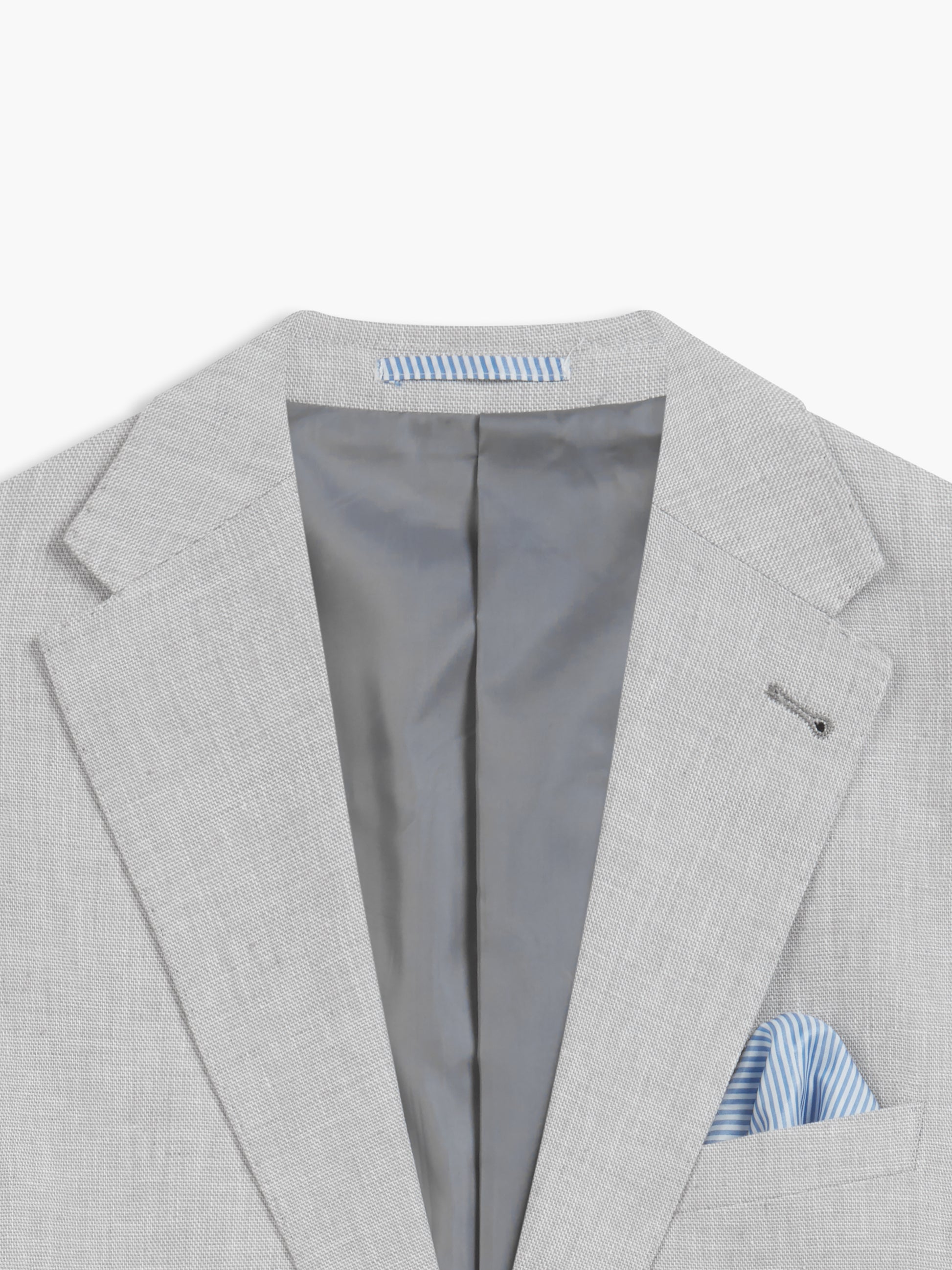 Image 8 of Slim Fit Single Breasted Linen Suit Jacket in Light Grey